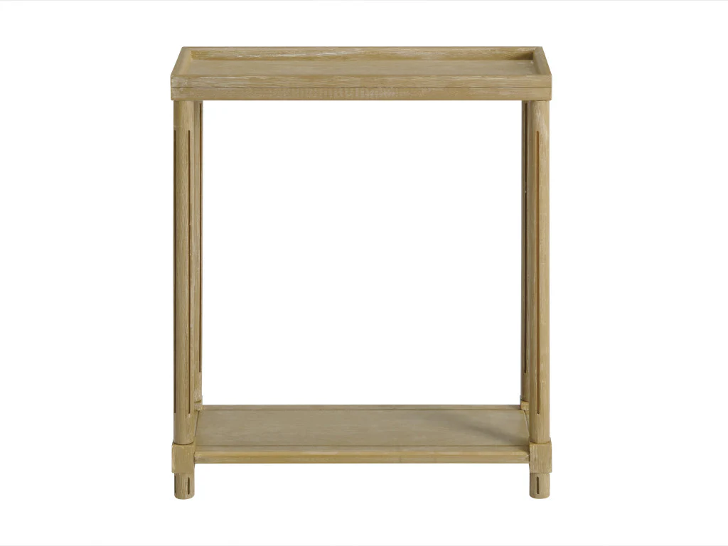 Set Of Two 24" Narrow Distressed Oak Wood End Tables With Shelf By Homeroots - Image 3