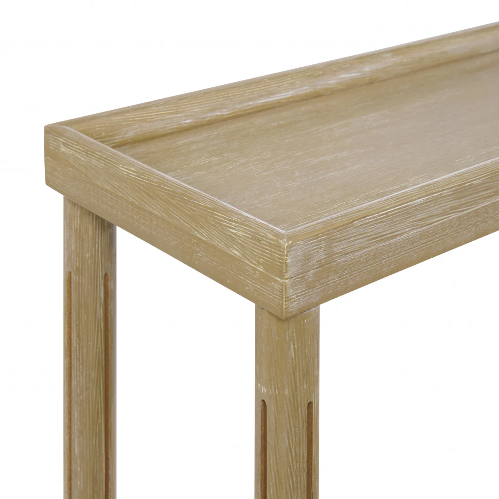Set Of Two 24" Narrow Distressed Oak Wood End Tables With Shelf By Homeroots - Image 7