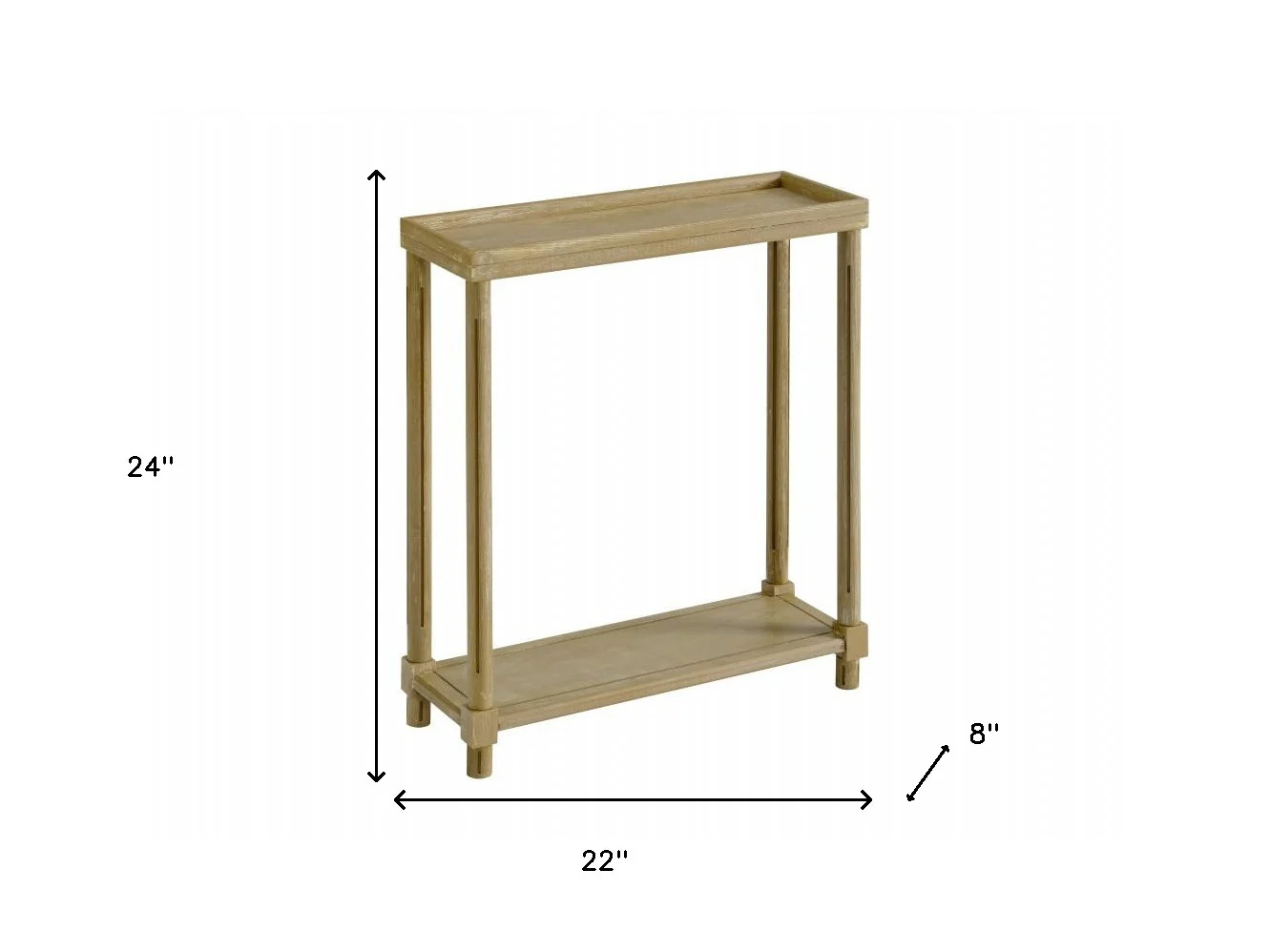 Set Of Two 24" Narrow Distressed Oak Wood End Tables With Shelf By Homeroots - Image 9