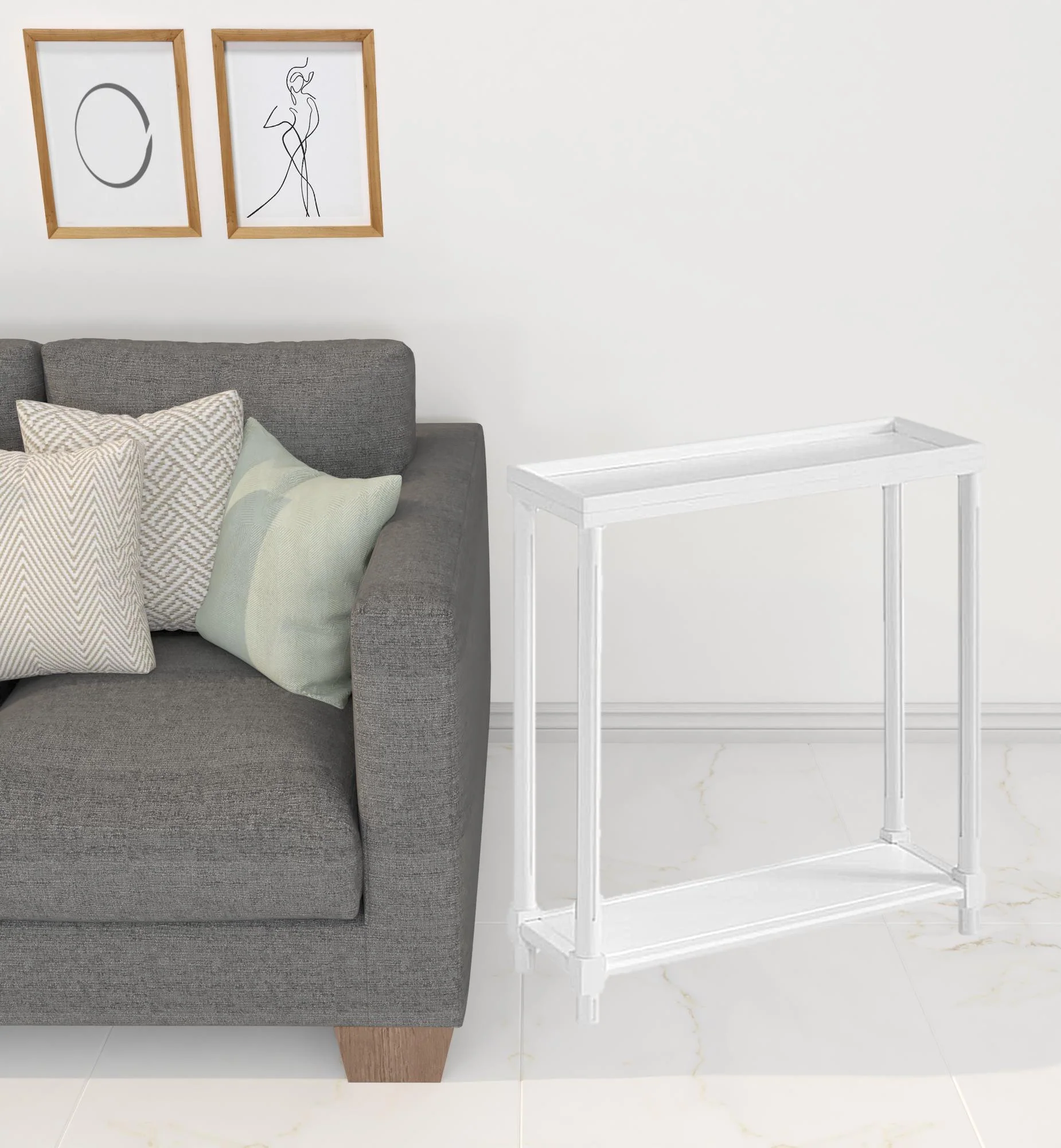Set Of Two 24" White Narrow Wood End Tables With Shelf By Homeroots - Image 4