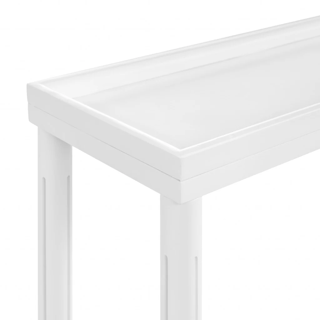 Set Of Two 24" White Narrow Wood End Tables With Shelf By Homeroots - Image 7