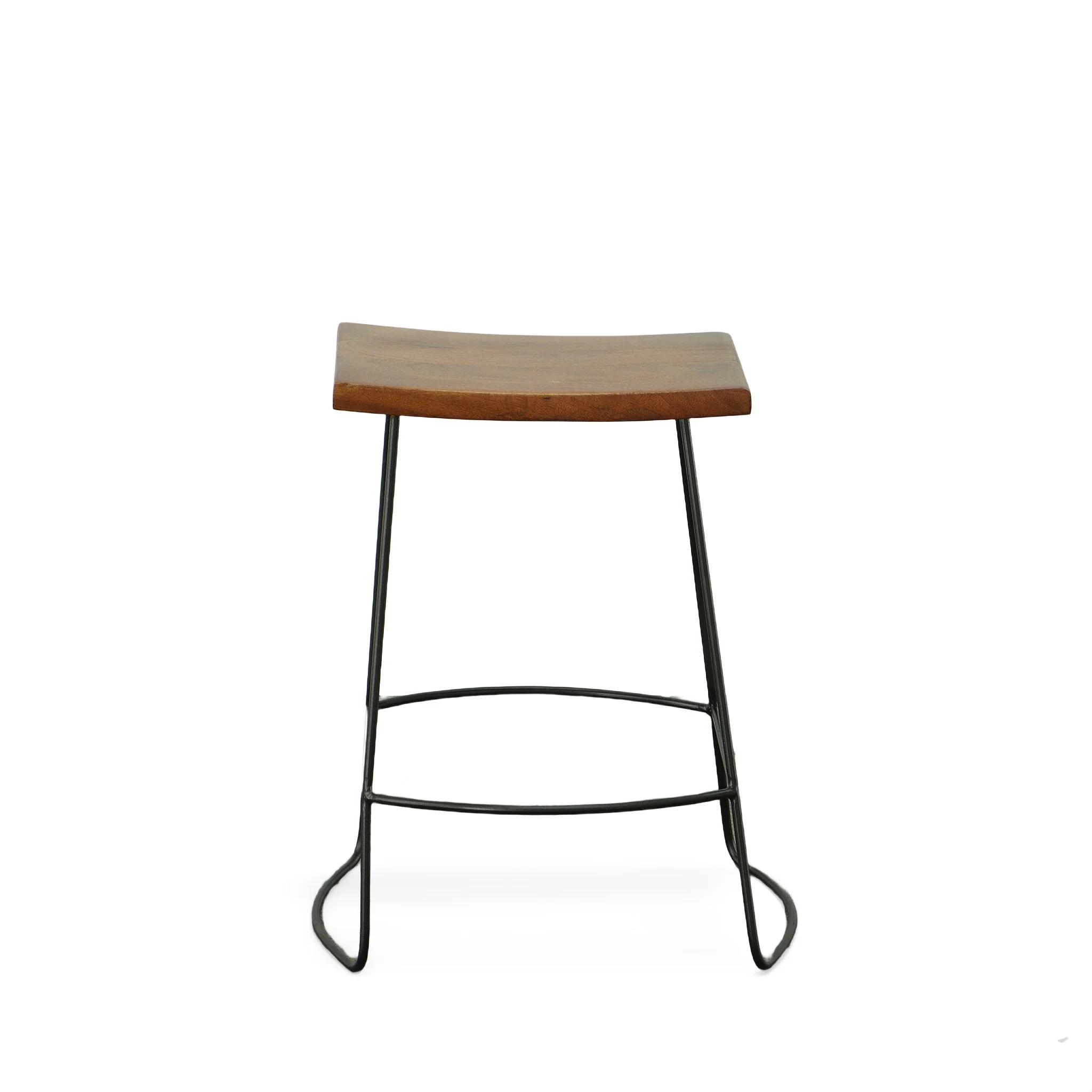 Set Of Two 25" Chestnut And Black Steel Backless Counter Height Bar Chairs With Footrest By Homeroots - Image 2