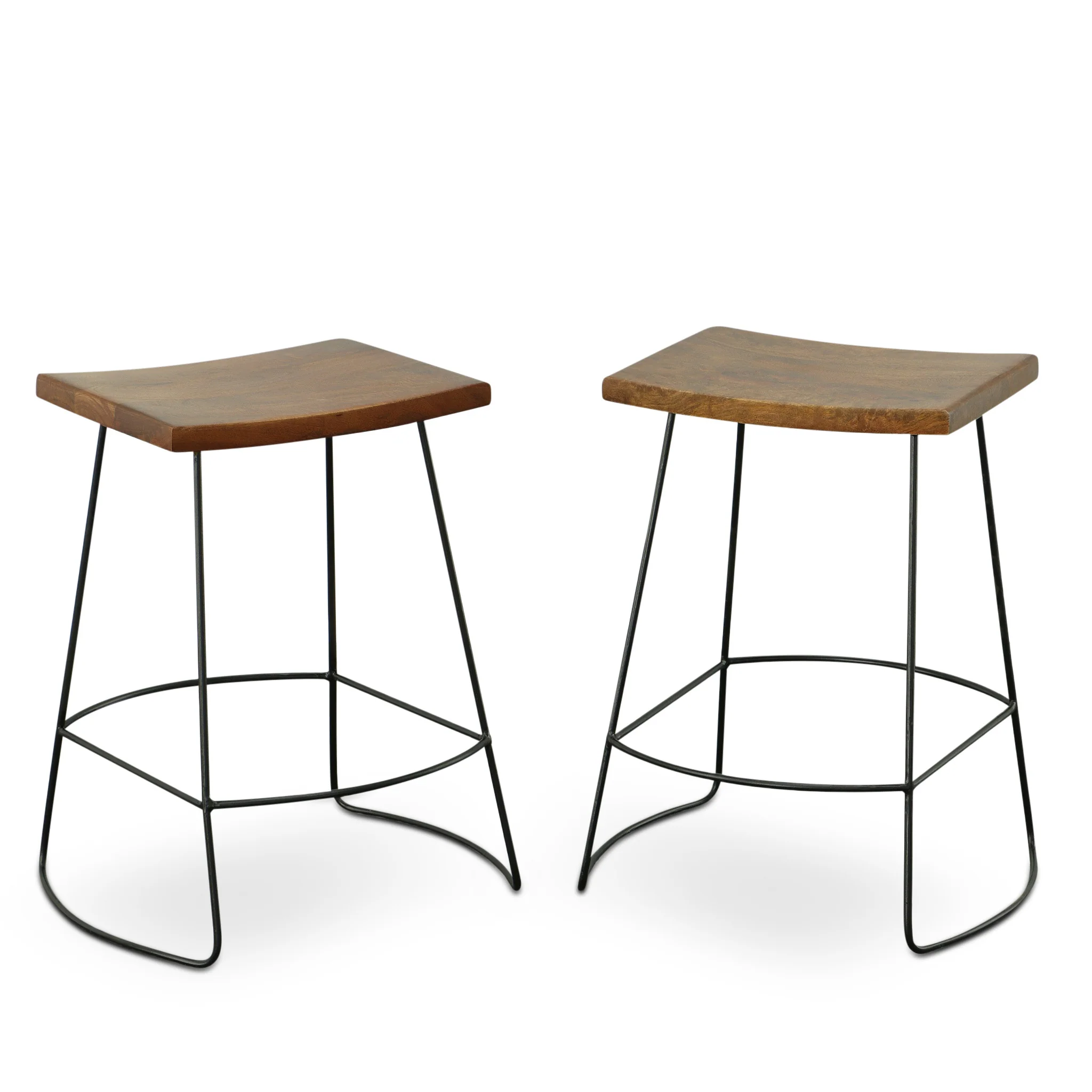 Set Of Two 25" Chestnut And Black Steel Backless Counter Height Bar Chairs With Footrest By Homeroots - Image 5