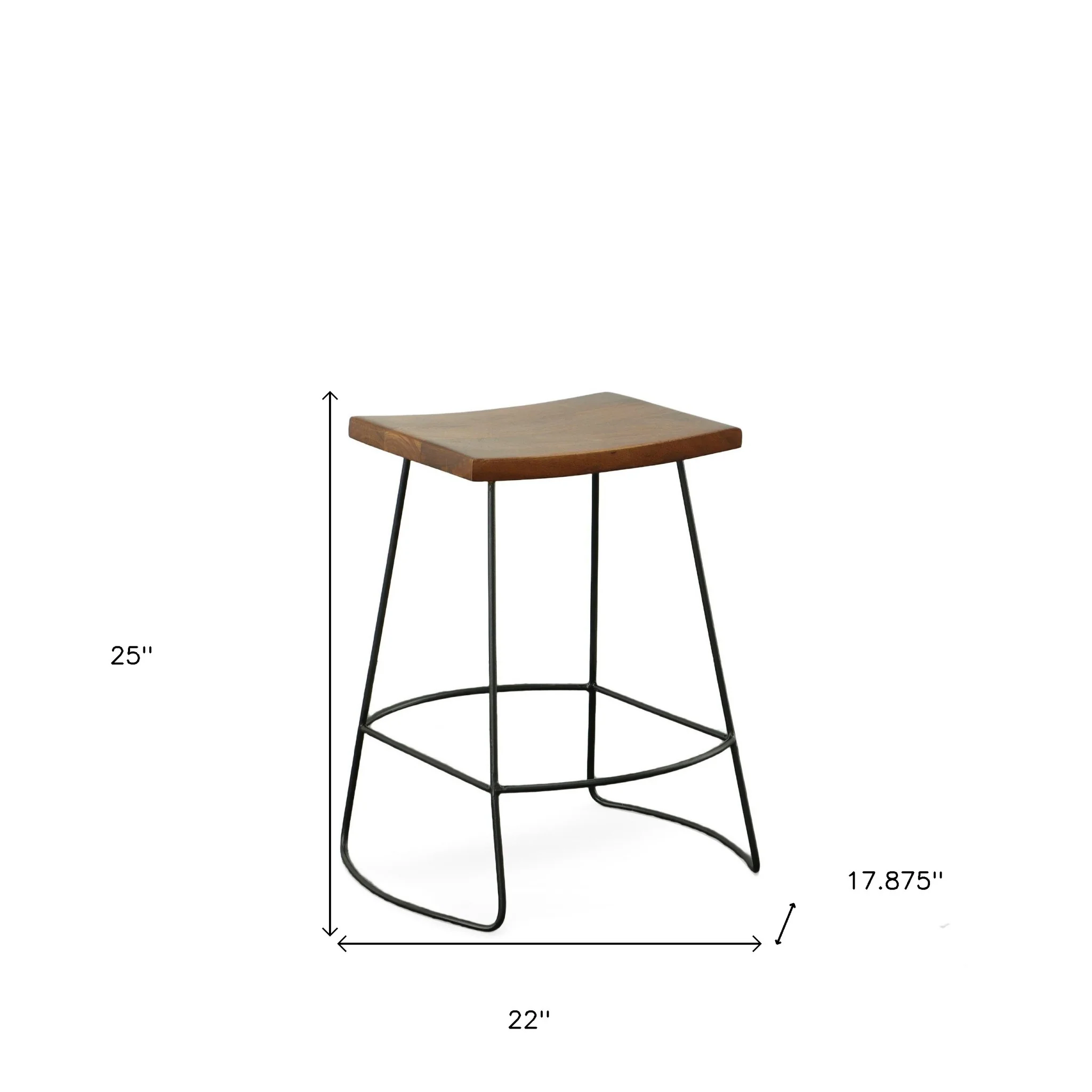 Set Of Two 25" Chestnut And Black Steel Backless Counter Height Bar Chairs With Footrest By Homeroots - Image 7