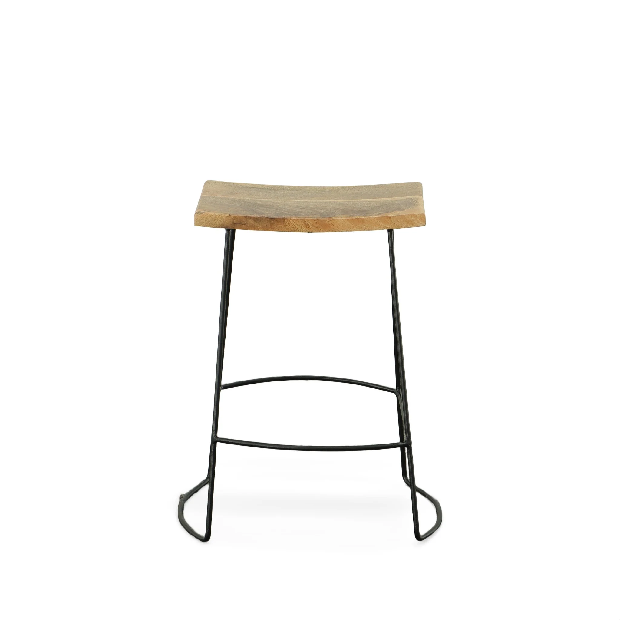 Set Of Two 25" Natural And Black Steel Backless Counter Height Bar Chairs With Footrest By Homeroots - Image 2