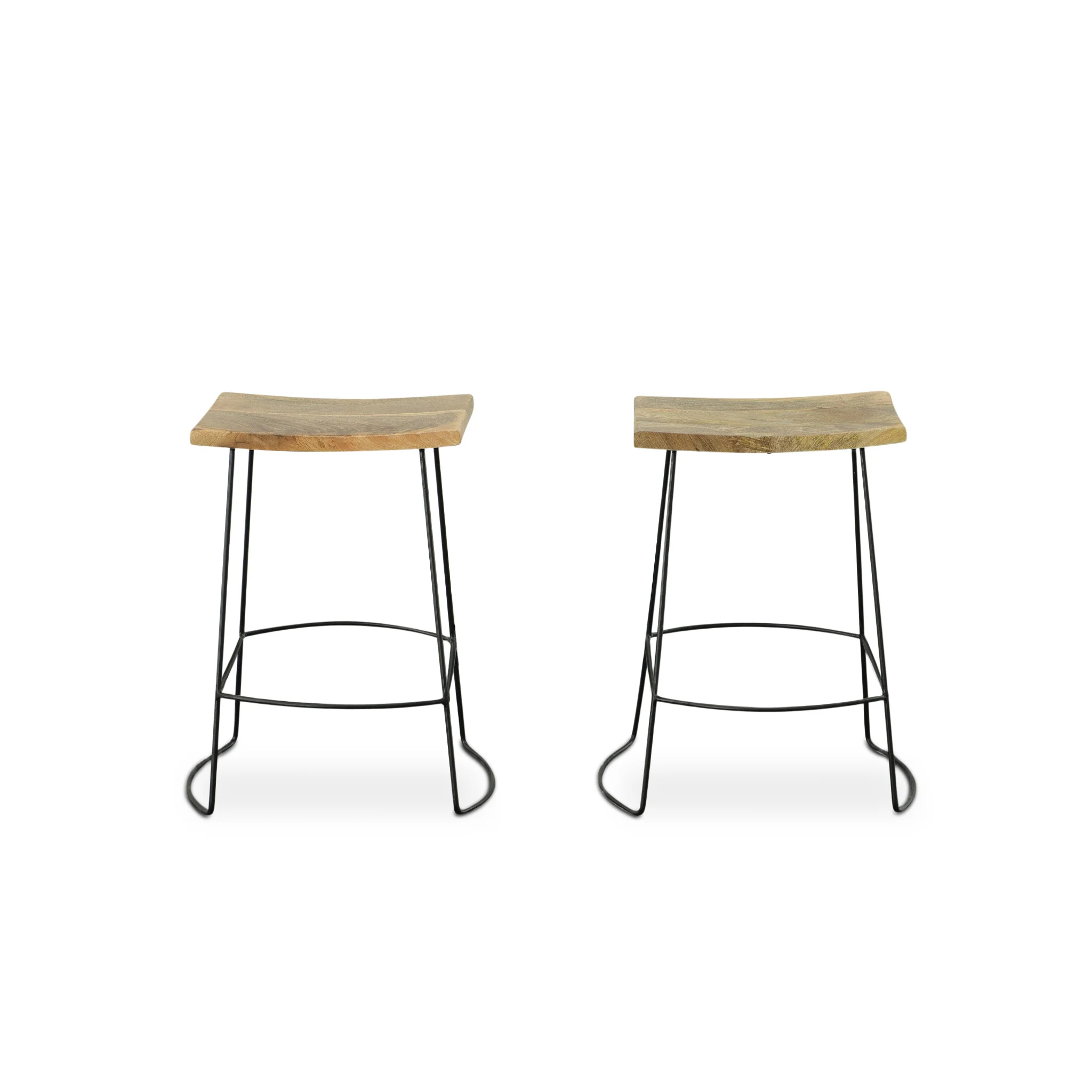 Set Of Two 25" Natural And Black Steel Backless Counter Height Bar Chairs With Footrest By Homeroots - Image 5