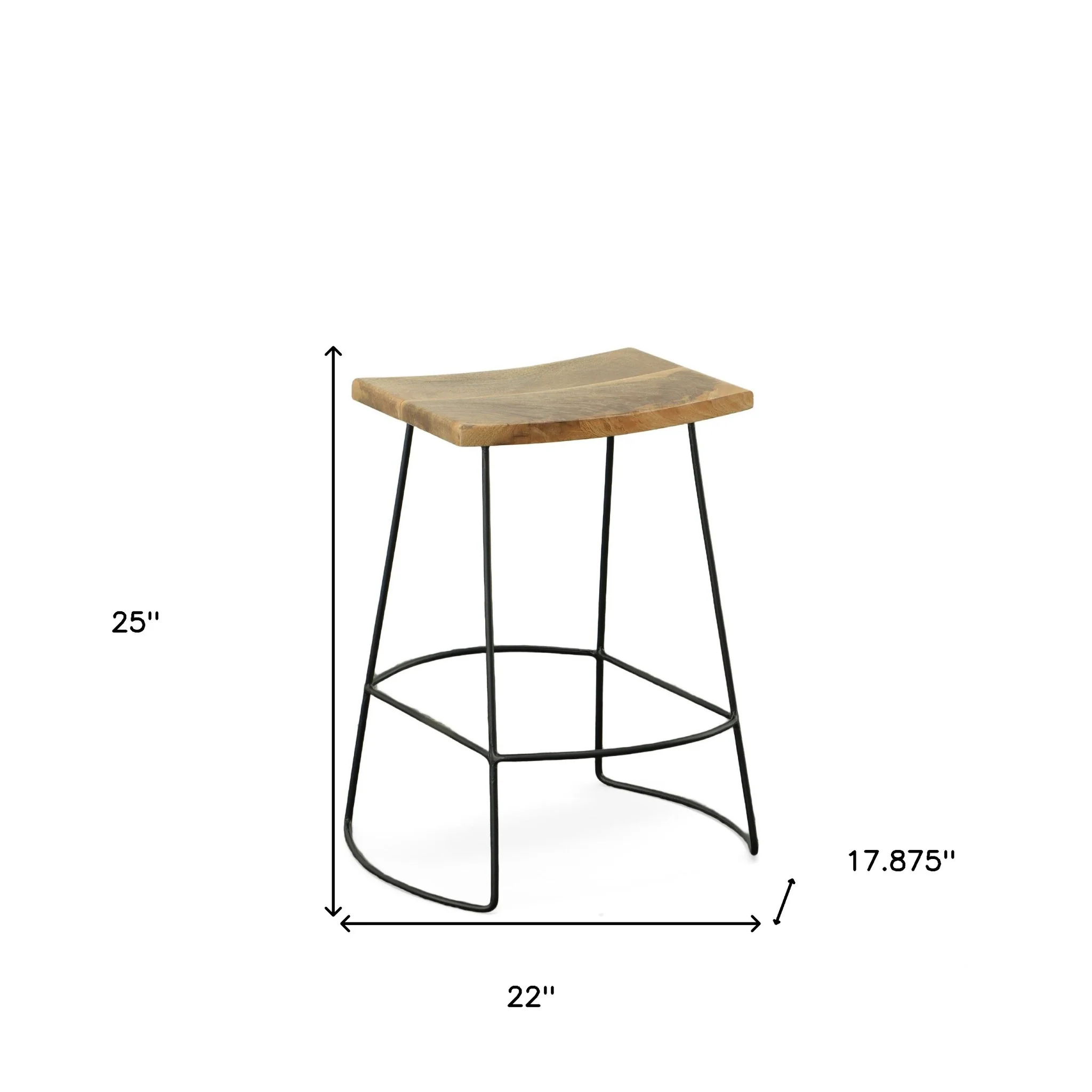 Set Of Two 25" Natural And Black Steel Backless Counter Height Bar Chairs With Footrest By Homeroots - Image 7
