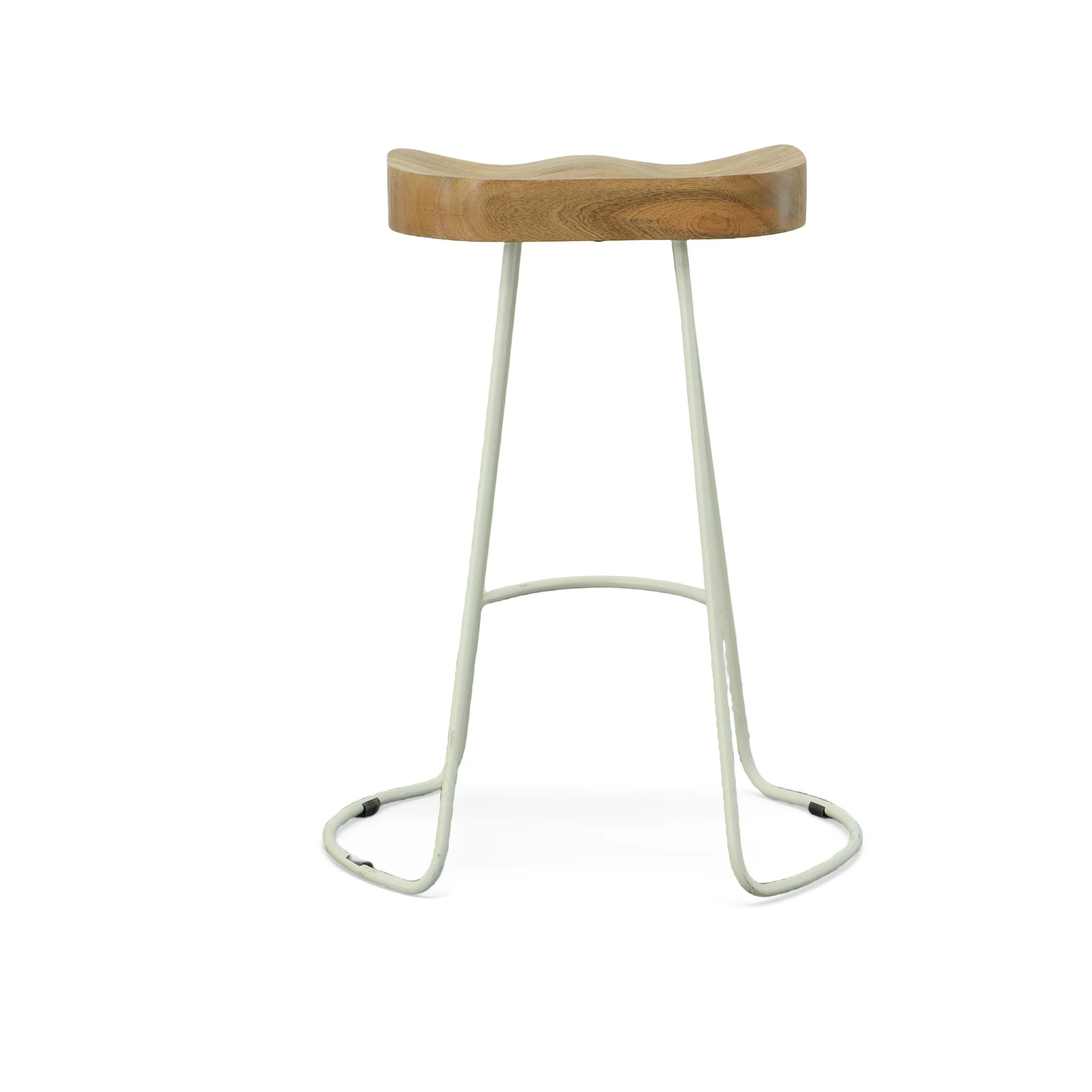 Set Of Two 25" Natural And White Steel Backless Counter Height Bar Chairs With Footrest By Homeroots - Image 2