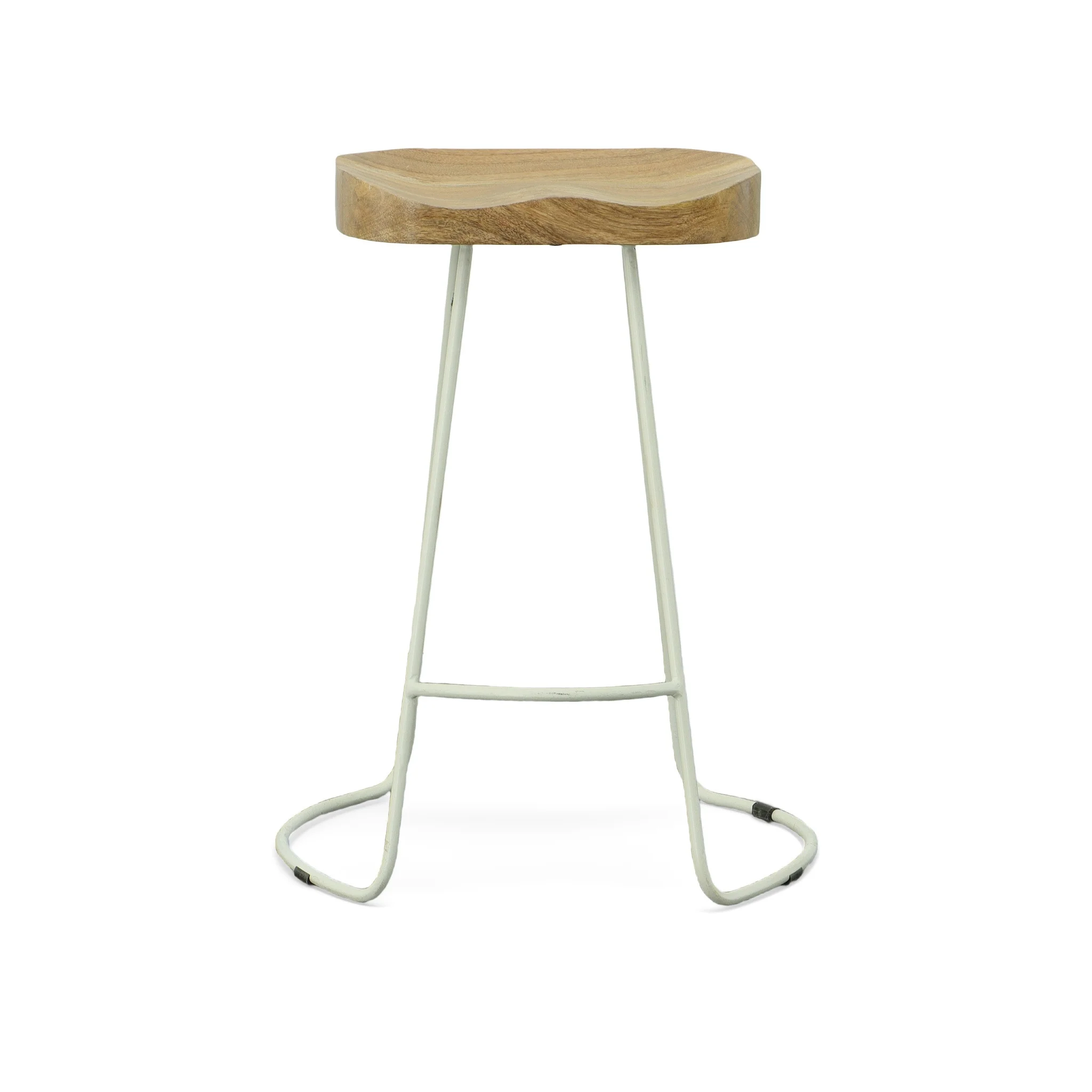 Set Of Two 25" Natural And White Steel Backless Counter Height Bar Chairs With Footrest By Homeroots - Image 3