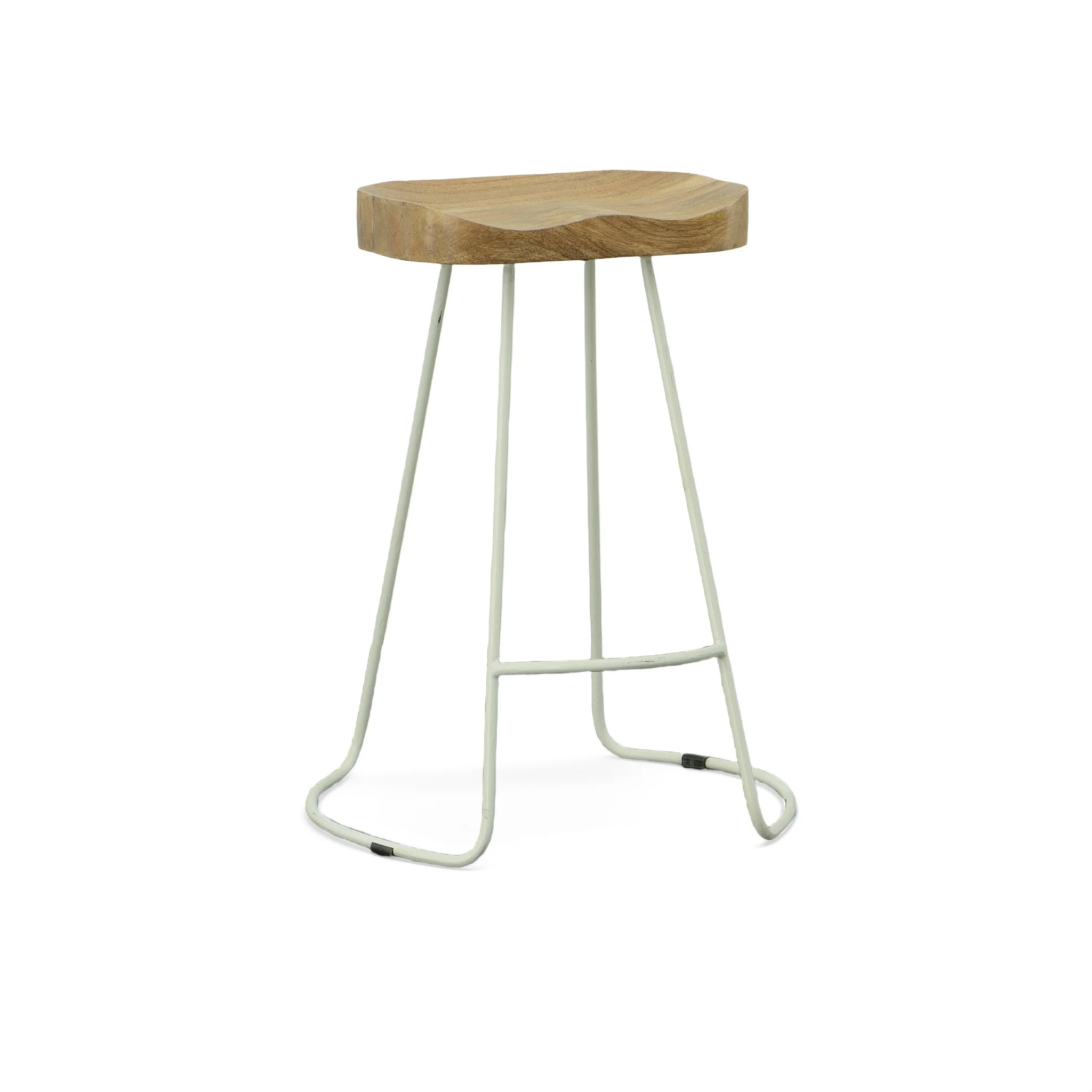 Set Of Two 25" Natural And White Steel Backless Counter Height Bar Chairs With Footrest By Homeroots - Image 4