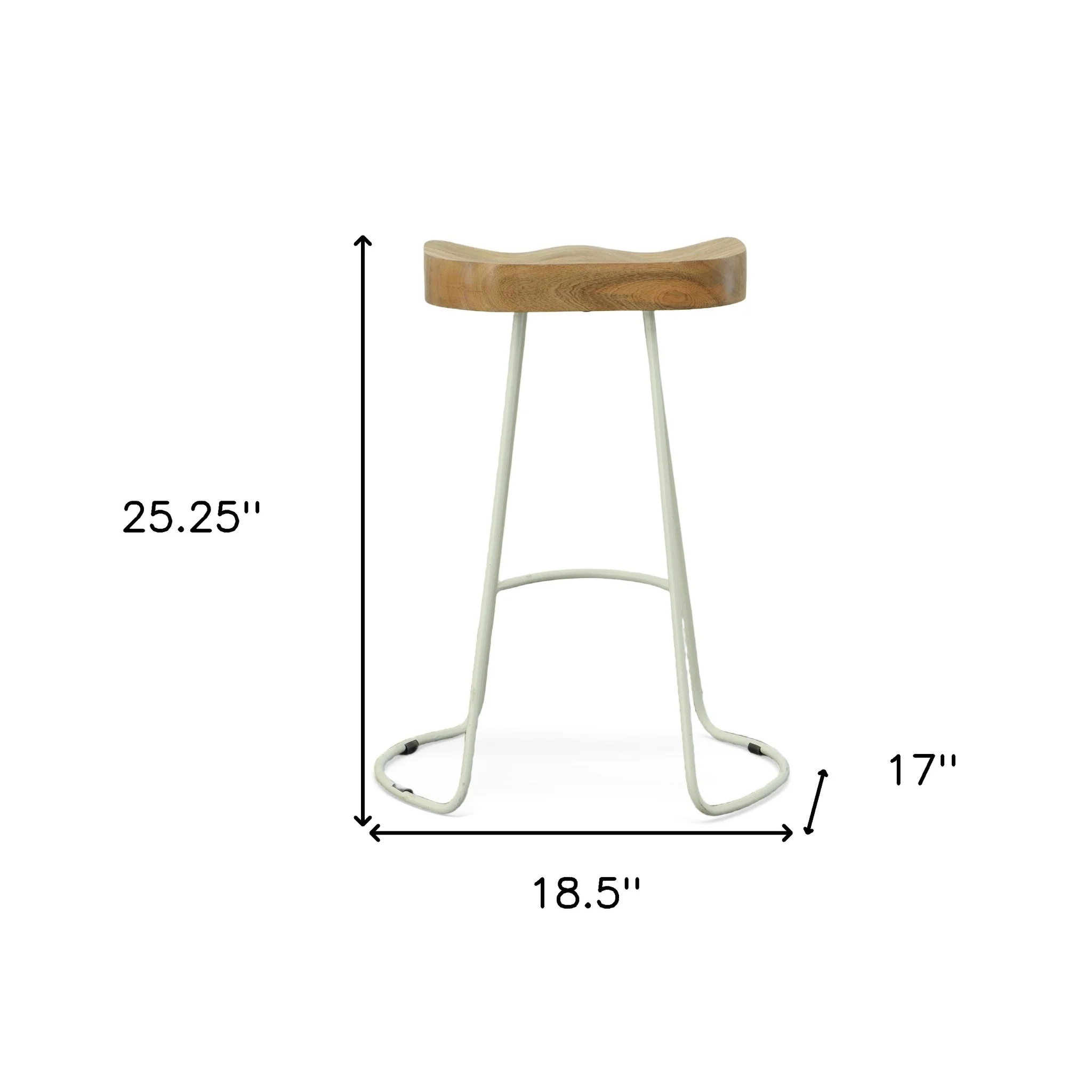 Set Of Two 25" Natural And White Steel Backless Counter Height Bar Chairs With Footrest By Homeroots - Image 6