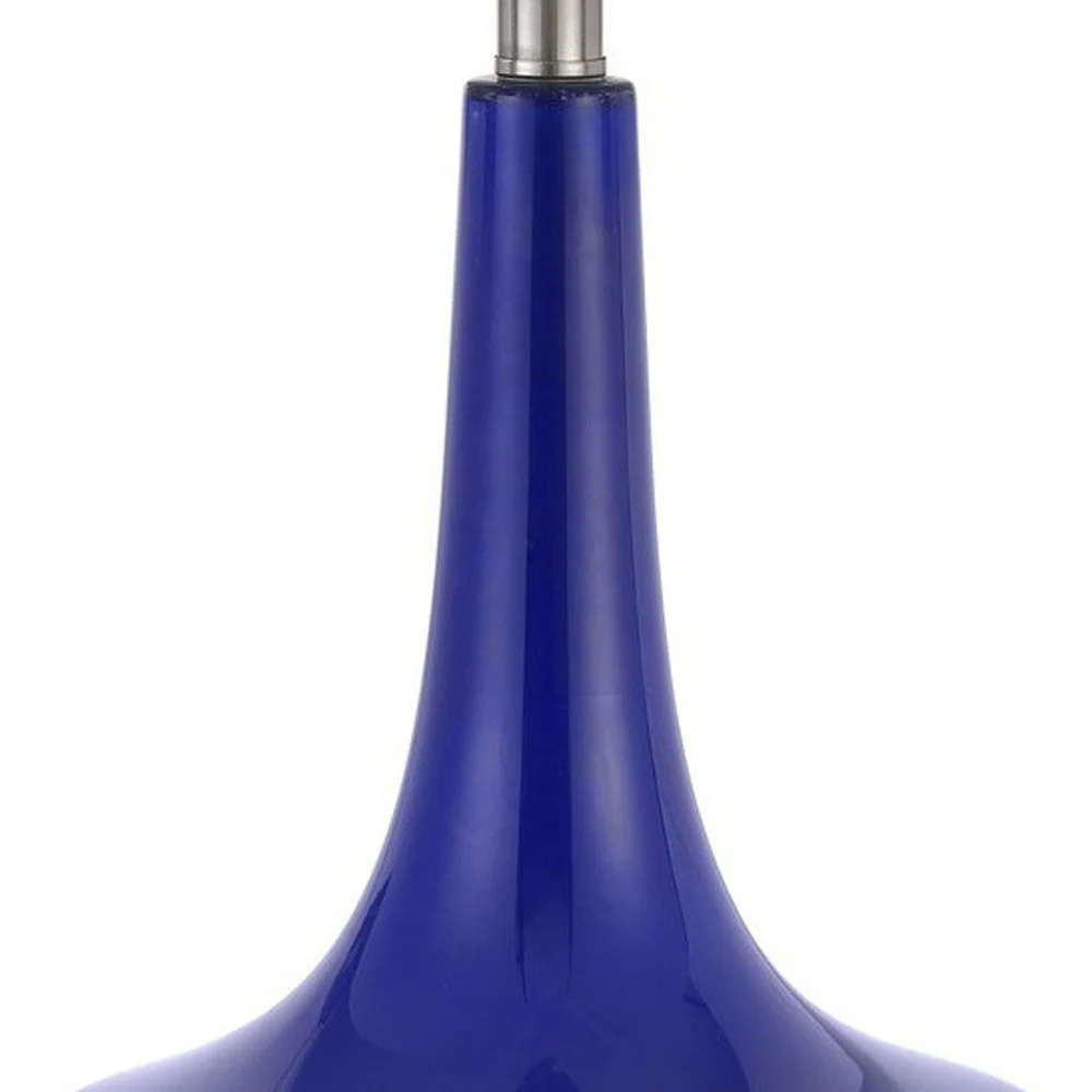 Set of Two 26” Navy Blue Glass Table Lamps By Homeroots - Image 3