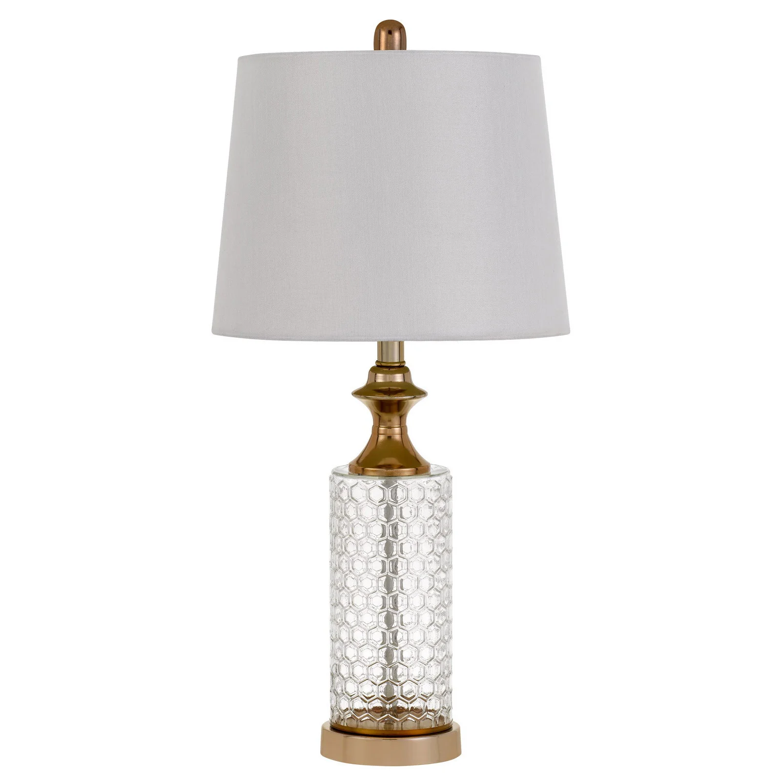 Set of Two 27" Glass Honeycomb and Rose Gold Table Lamps By Homeroots - Image 2