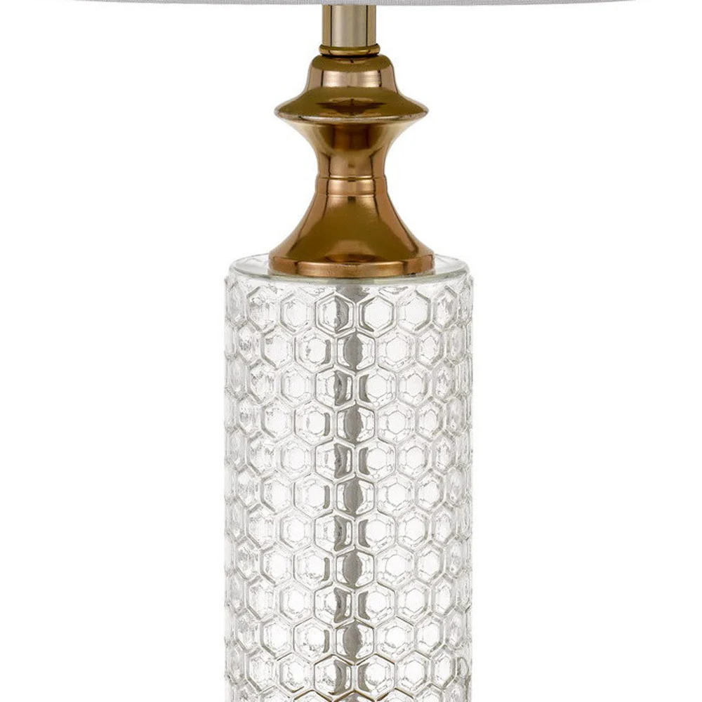 Set of Two 27" Glass Honeycomb and Rose Gold Table Lamps By Homeroots - Image 3
