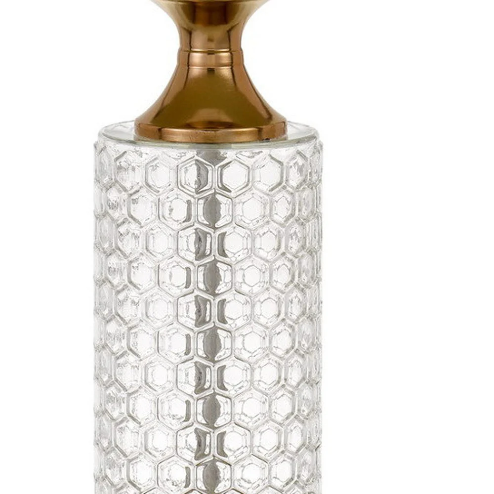 Set of Two 27" Glass Honeycomb and Rose Gold Table Lamps By Homeroots - Image 4