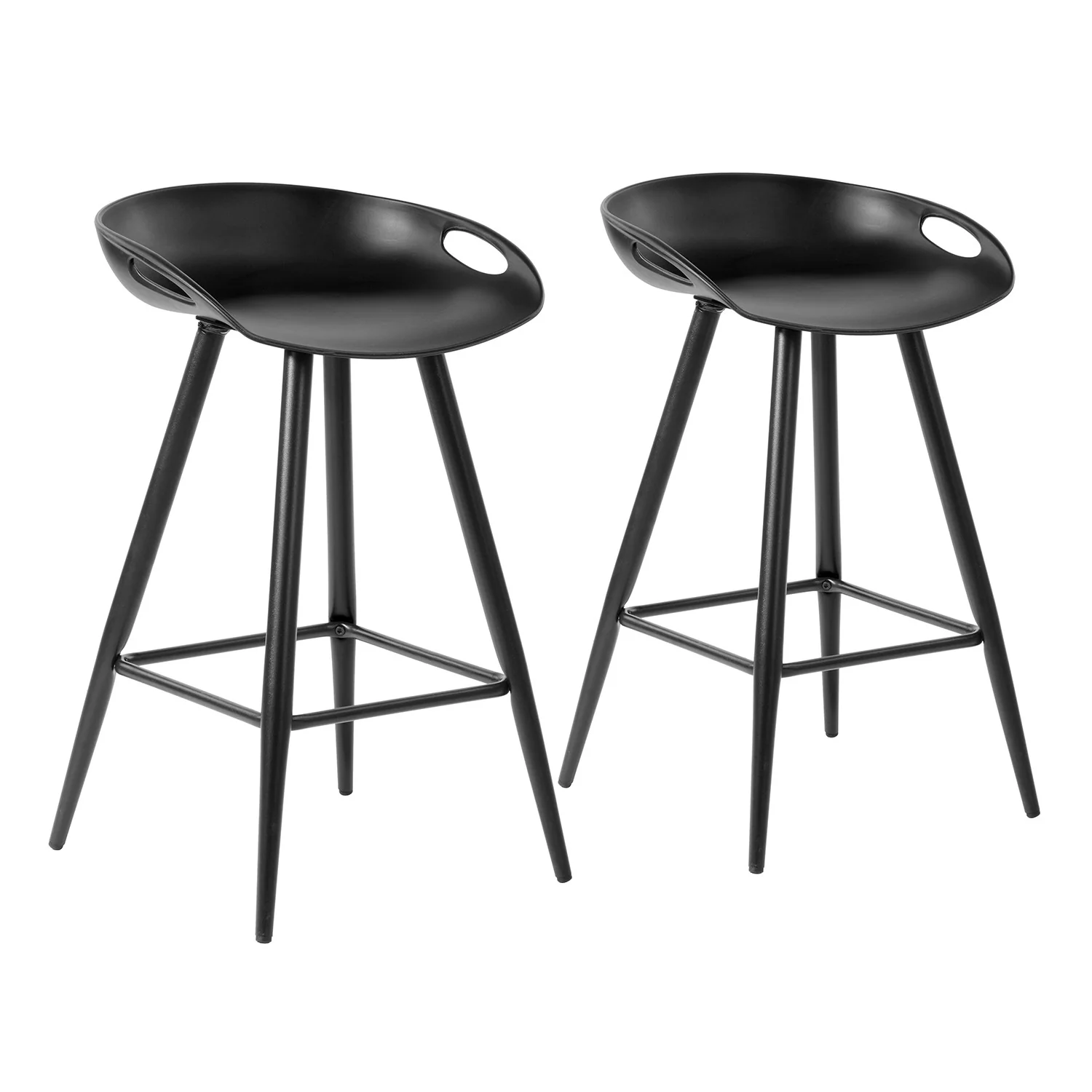 Set Of Two 29" Black Steel Backless Counter Height Bar Chairs With Footrest By Homeroots - Image 5