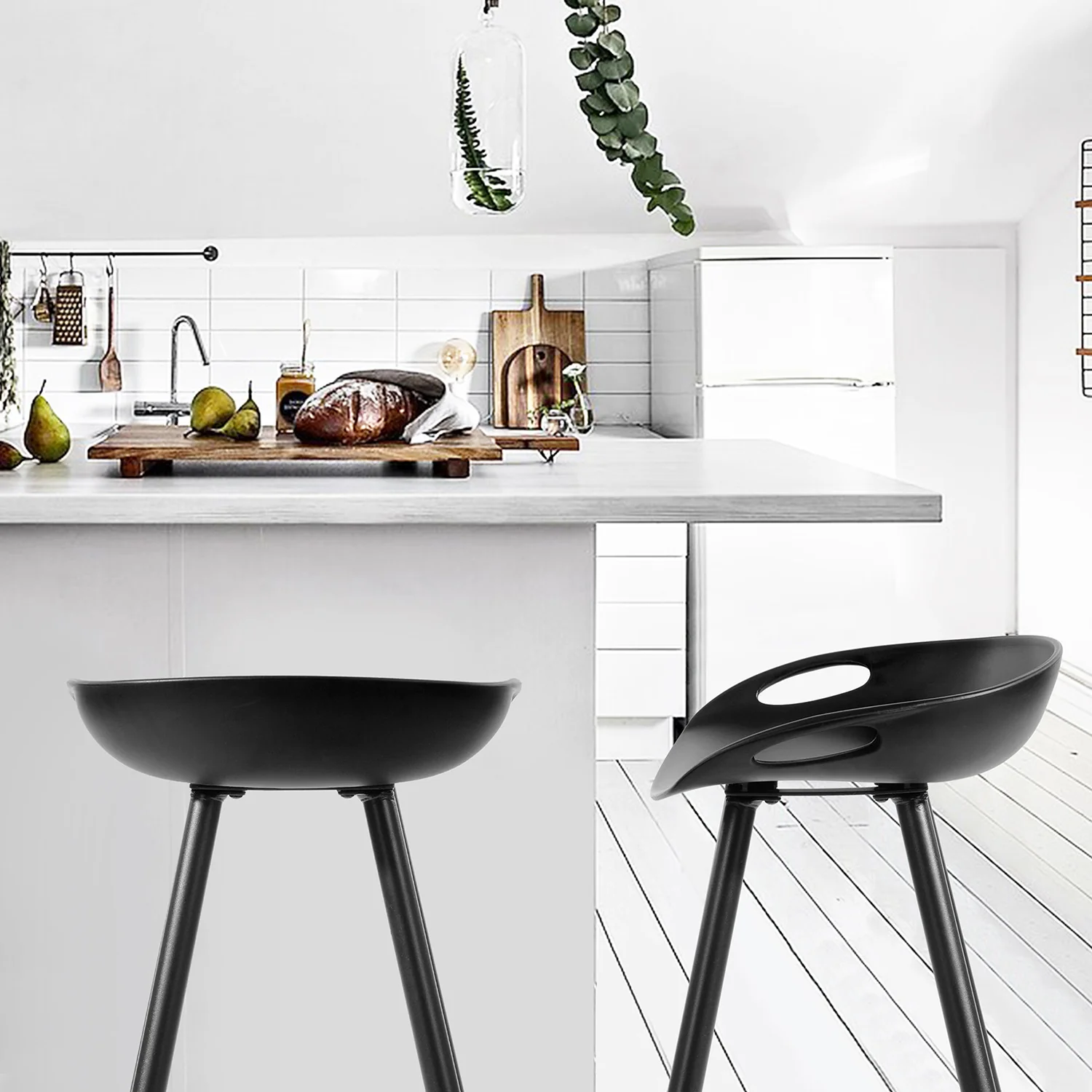 Set Of Two 29" Black Steel Backless Counter Height Bar Chairs With Footrest By Homeroots - Image 8