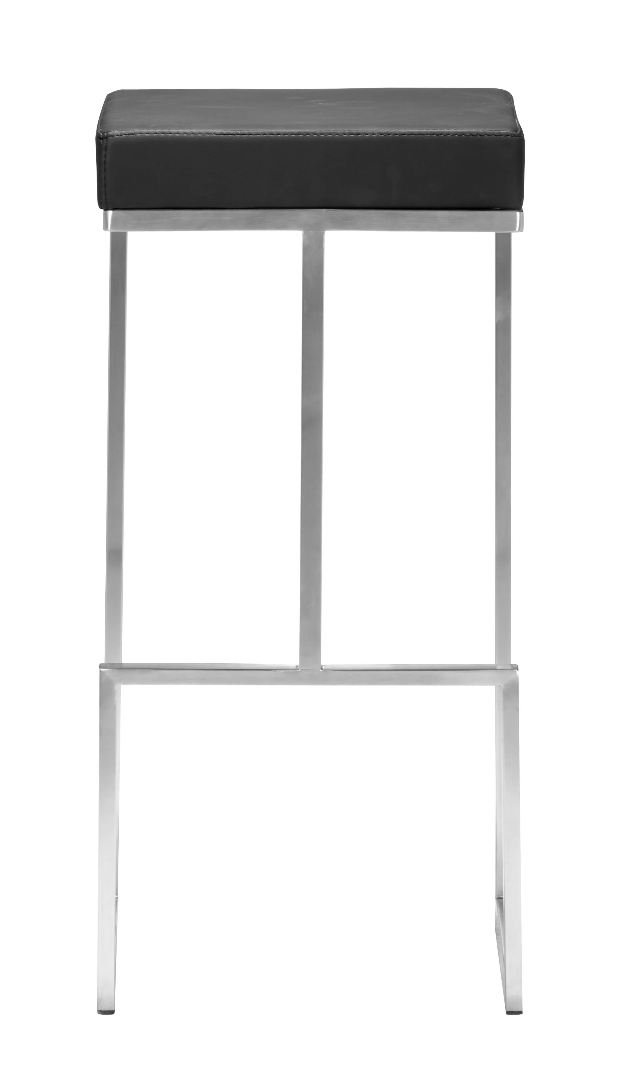 Set Of Two 30" Black And Silver Steel Backless Bar Height Chairs With Footrest By Homeroots - Image 3