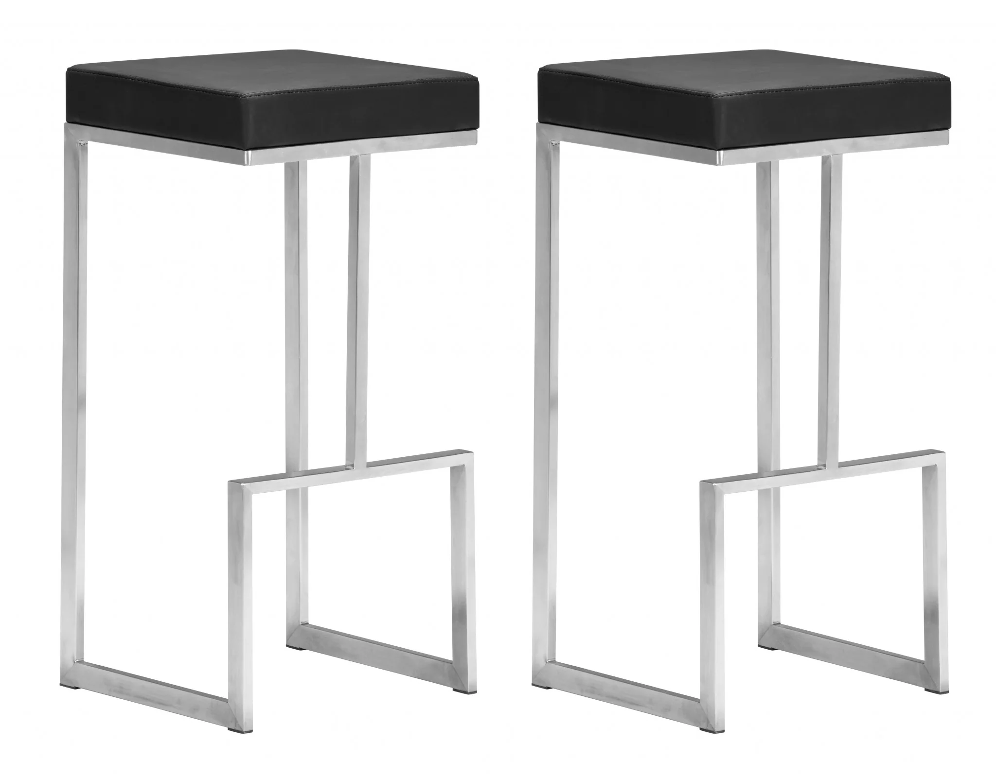 Set Of Two 30" Black And Silver Steel Backless Bar Height Chairs With Footrest By Homeroots - Image 5