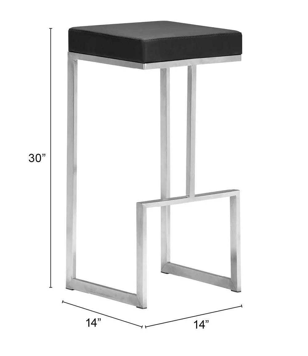 Set Of Two 30" Black And Silver Steel Backless Bar Height Chairs With Footrest By Homeroots - Image 6