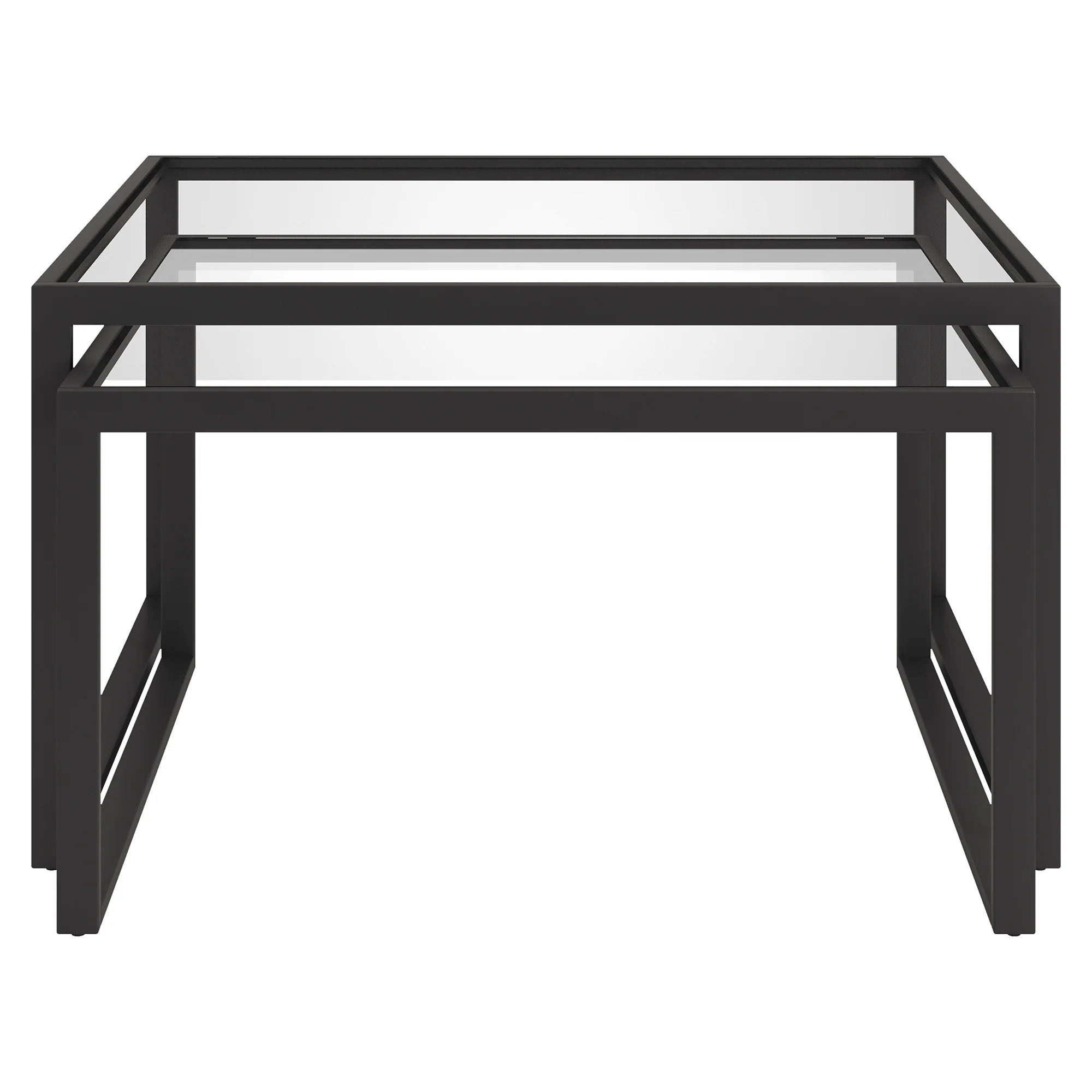 Set Of Two 30" Black Glass Square Nested Coffee Tables By Homeroots - Image 2