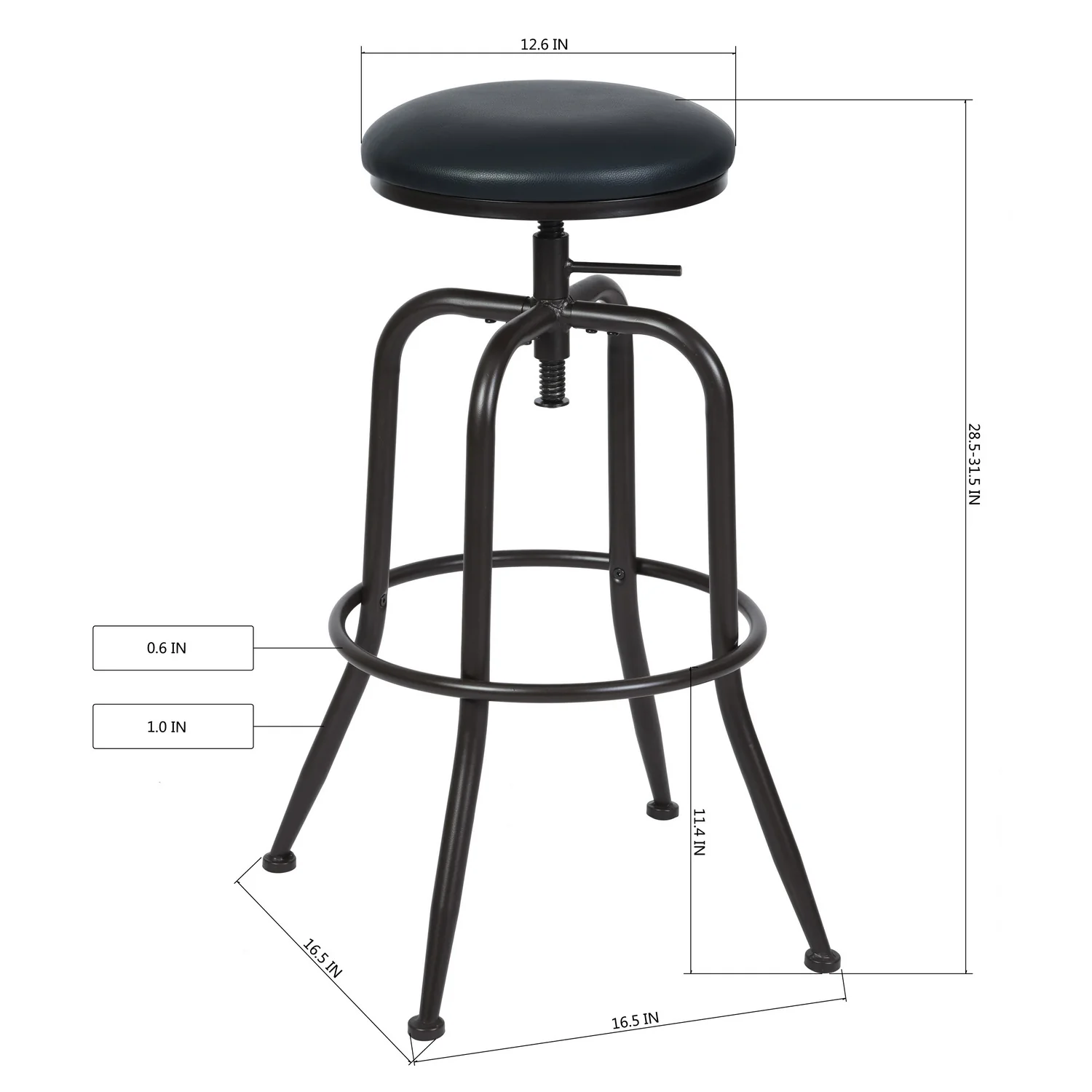 Set Of Two 30" Brown And Black Steel Swivel Backless Bar Chairs With Footrest By Homeroots - Image 4