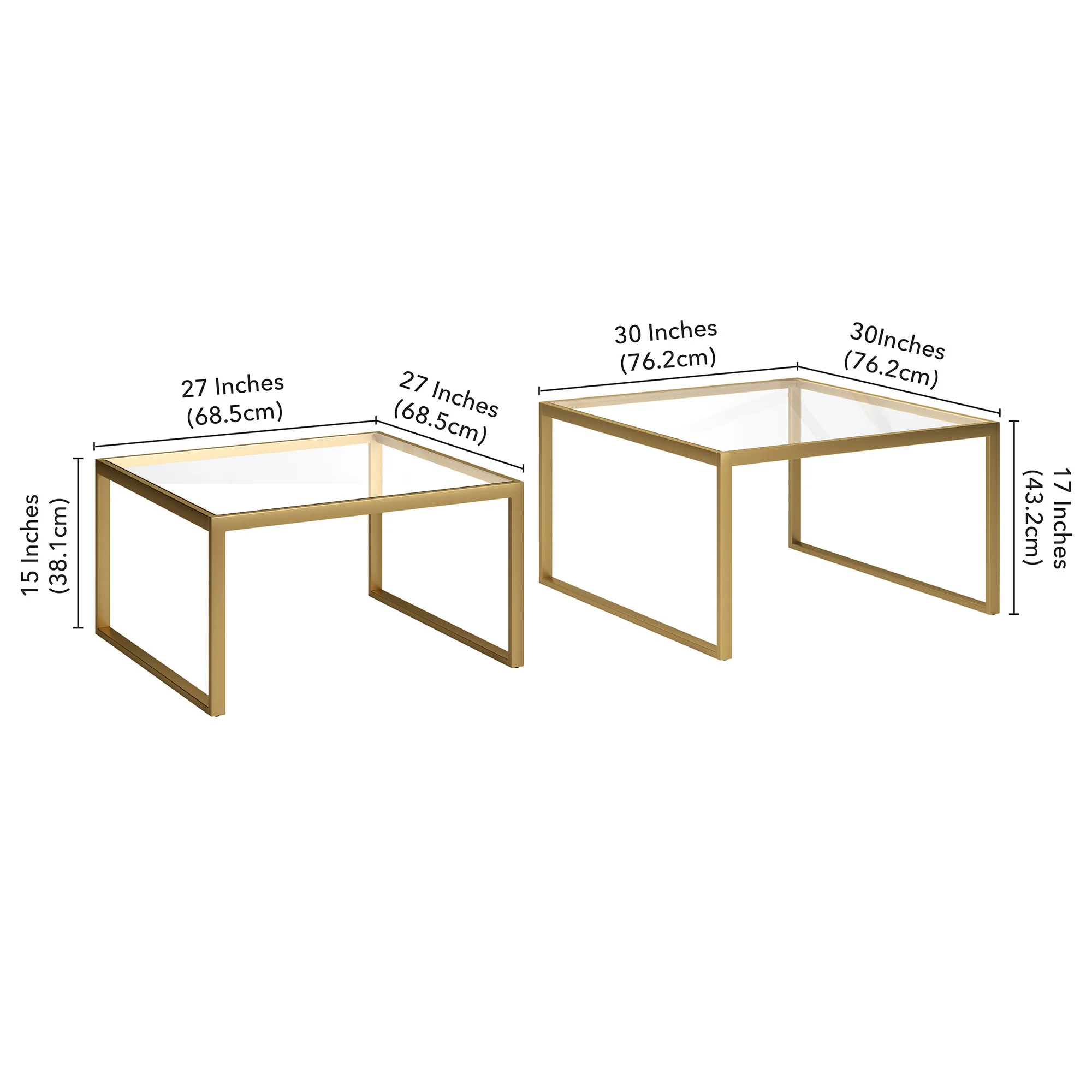 Set Of Two 30" Gold Glass Nested Coffee Tables By Homeroots - Image 7