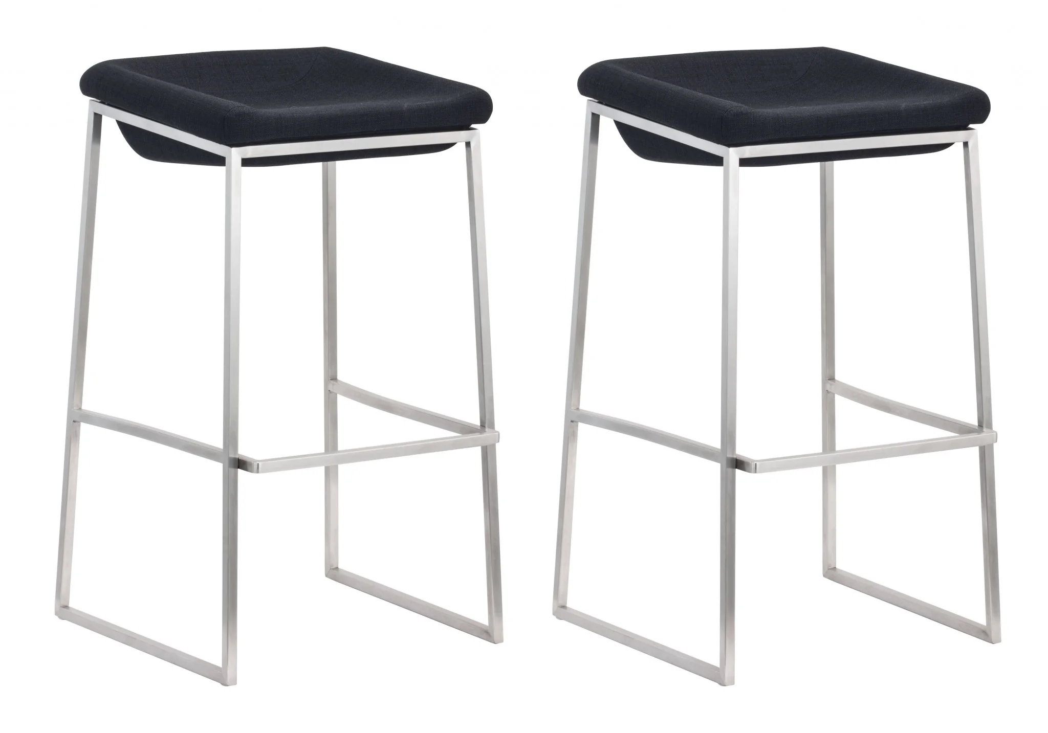 Set Of Two 30" Gray And Silver Steel Backless Bar Height Chairs With Footrest By Homeroots - Image 5