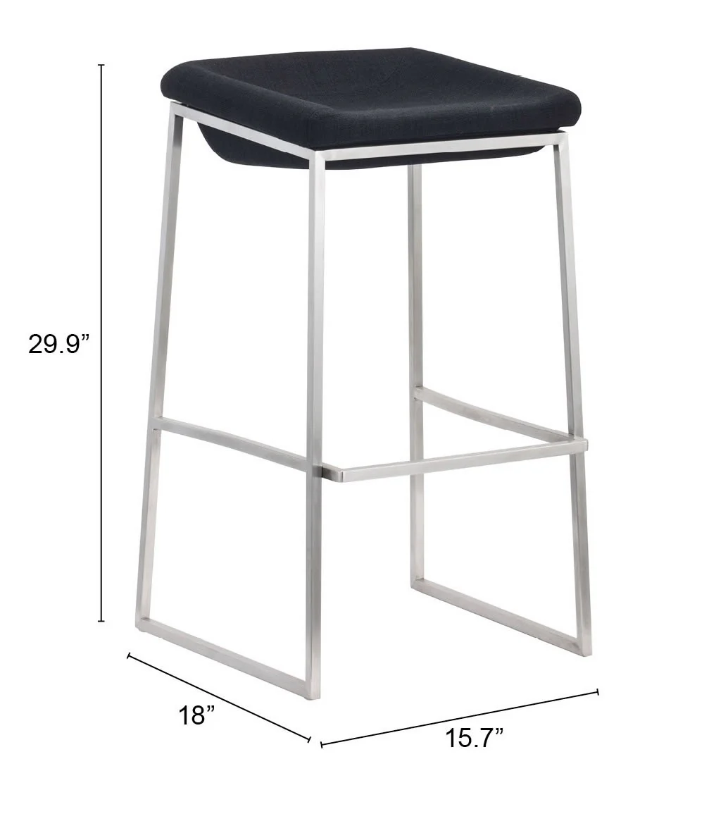 Set Of Two 30" Gray And Silver Steel Backless Bar Height Chairs With Footrest By Homeroots - Image 6