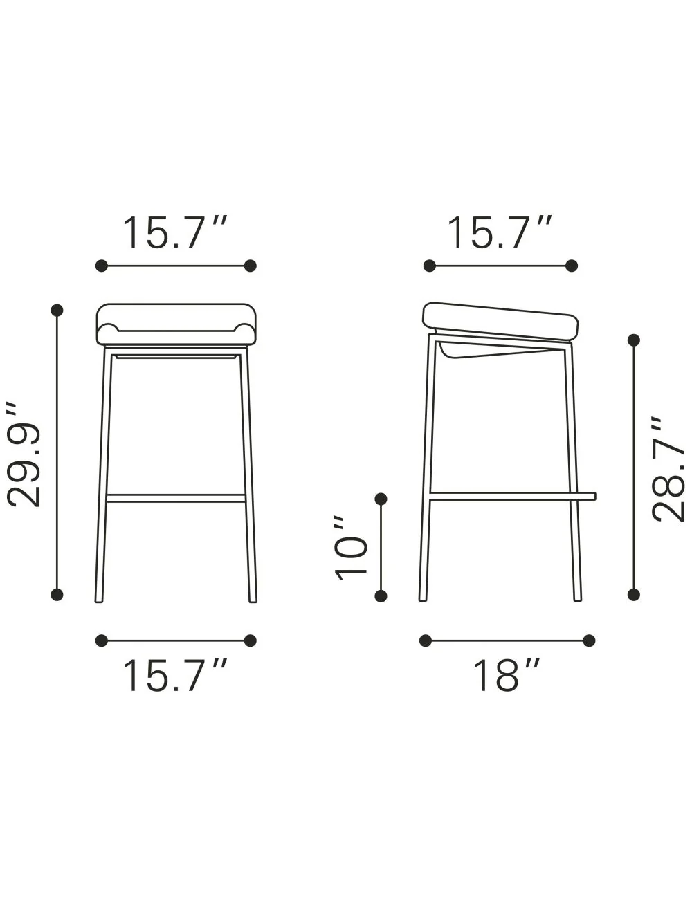 Set Of Two 30" Gray And Silver Steel Backless Bar Height Chairs With Footrest By Homeroots - Image 7