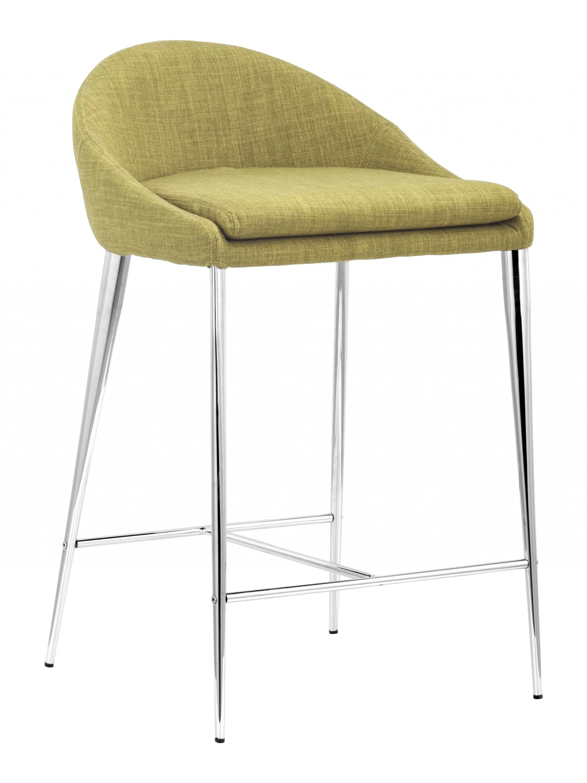 Set Of Two 30" Green and Steel Low Back Counter Height Bar Chairs By Homeroots - Image 2