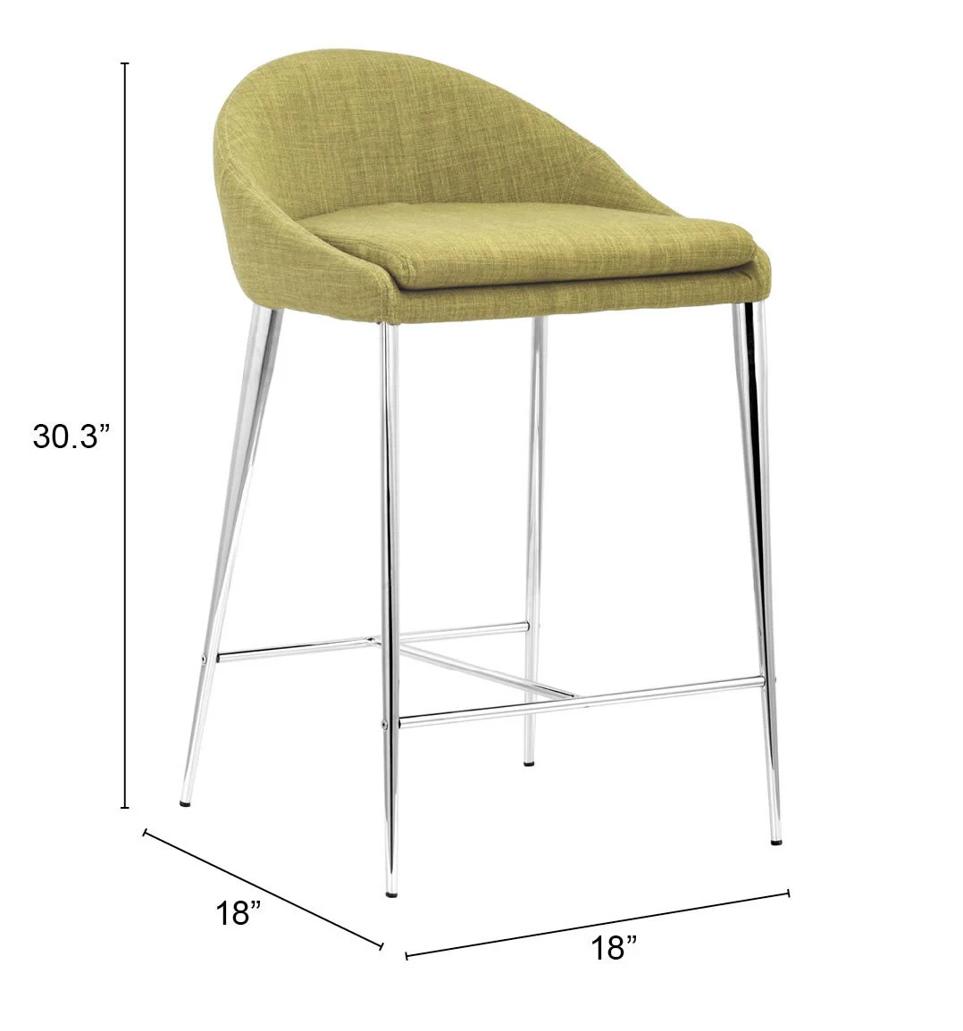 Set Of Two 30" Green and Steel Low Back Counter Height Bar Chairs By Homeroots - Image 8