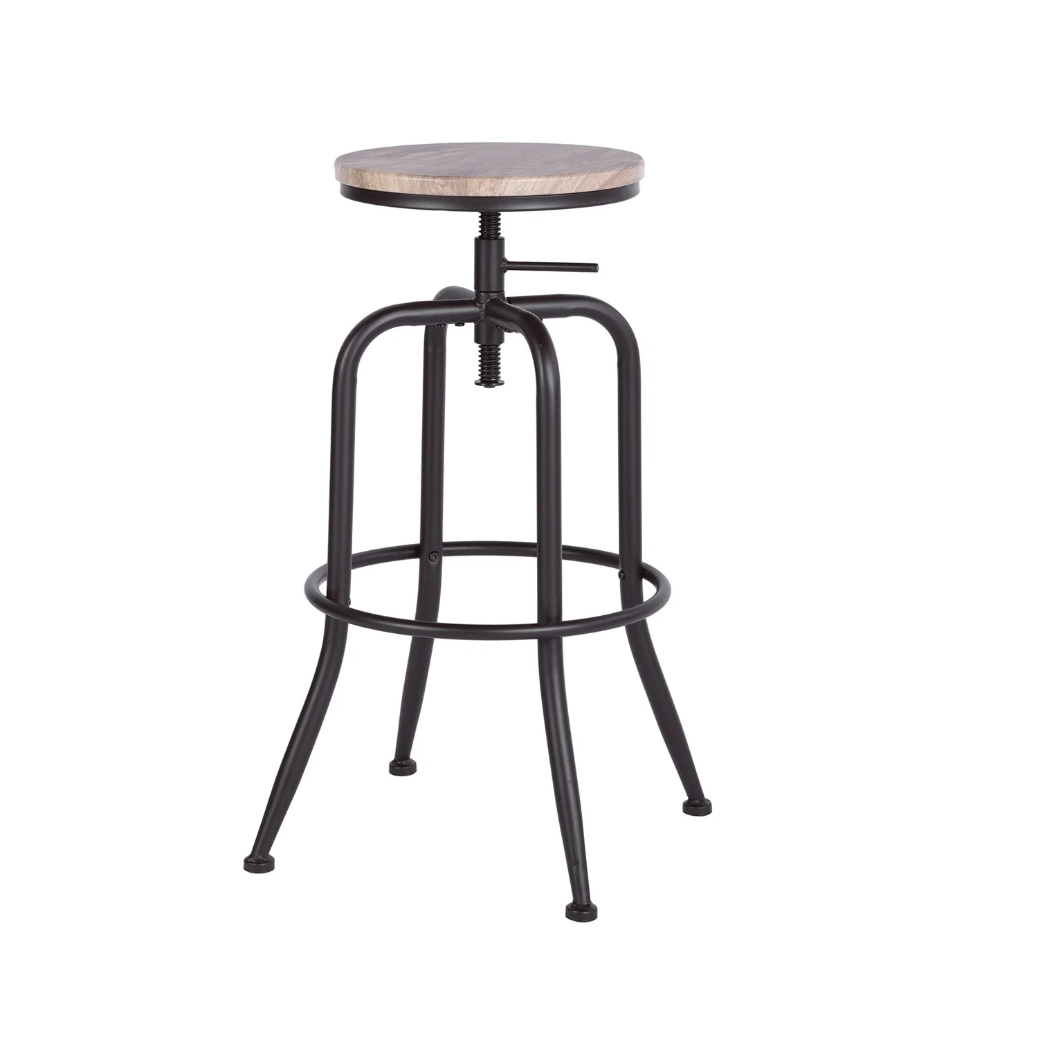Set Of Two 30" Natural And Black Steel Swivel Backless Bar Chairs With Footrest By Homeroots - Image 2
