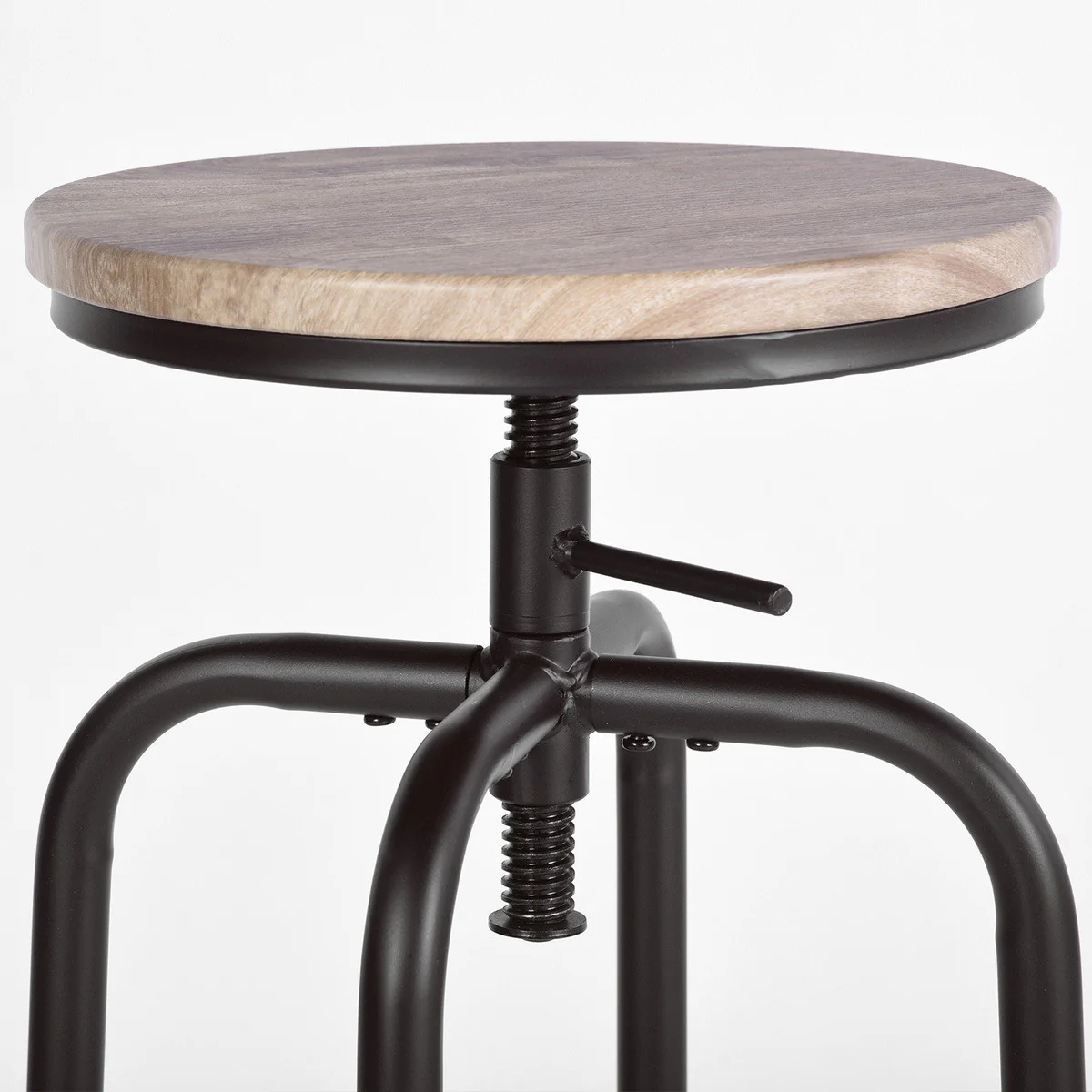 Set Of Two 30" Natural And Black Steel Swivel Backless Bar Chairs With Footrest By Homeroots - Image 6