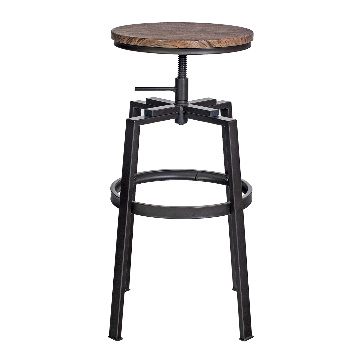 Set Of Two 30" Natural Light Brown Dark Bronze Steel Swivel Backless Bar Height Chairs With Footrest By Homeroots - Image 5