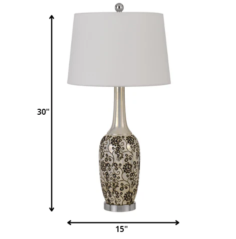 Set of Two 30” Stylish Ceramic Pearl Table Lamp By Homeroots - Image 5