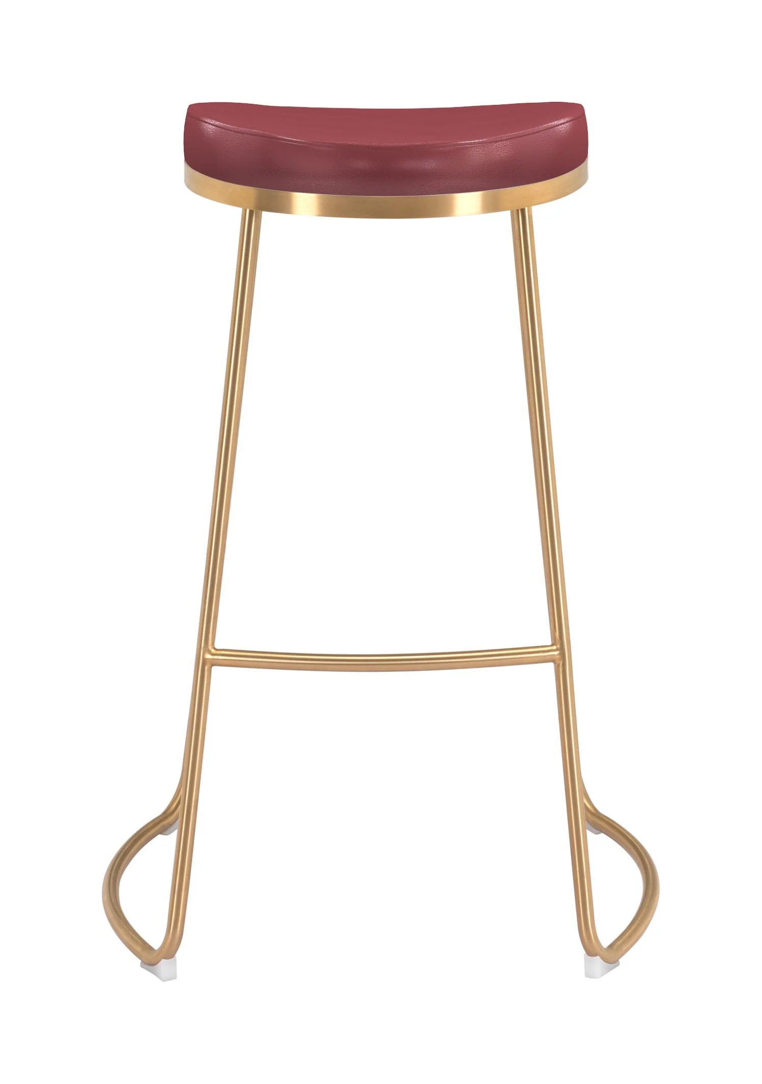 Set Of Two 31" Burgundy And Gold Steel Backless Bar Height Chairs With Footrest By Homeroots - Image 3