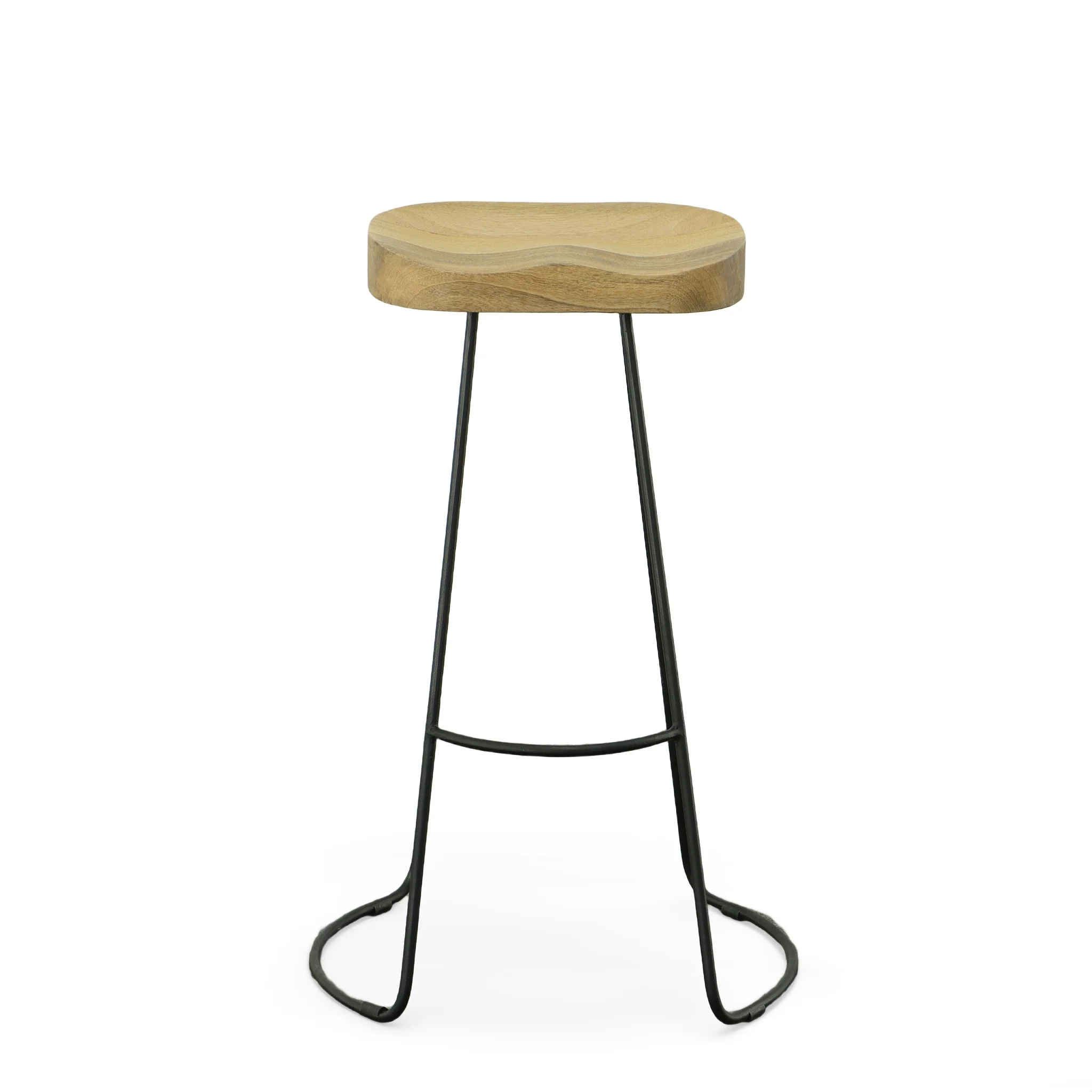 Set Of Two 31" Natural And Black Steel Backless Bar Height Bar Chairs With Footrest By Homeroots - Image 2