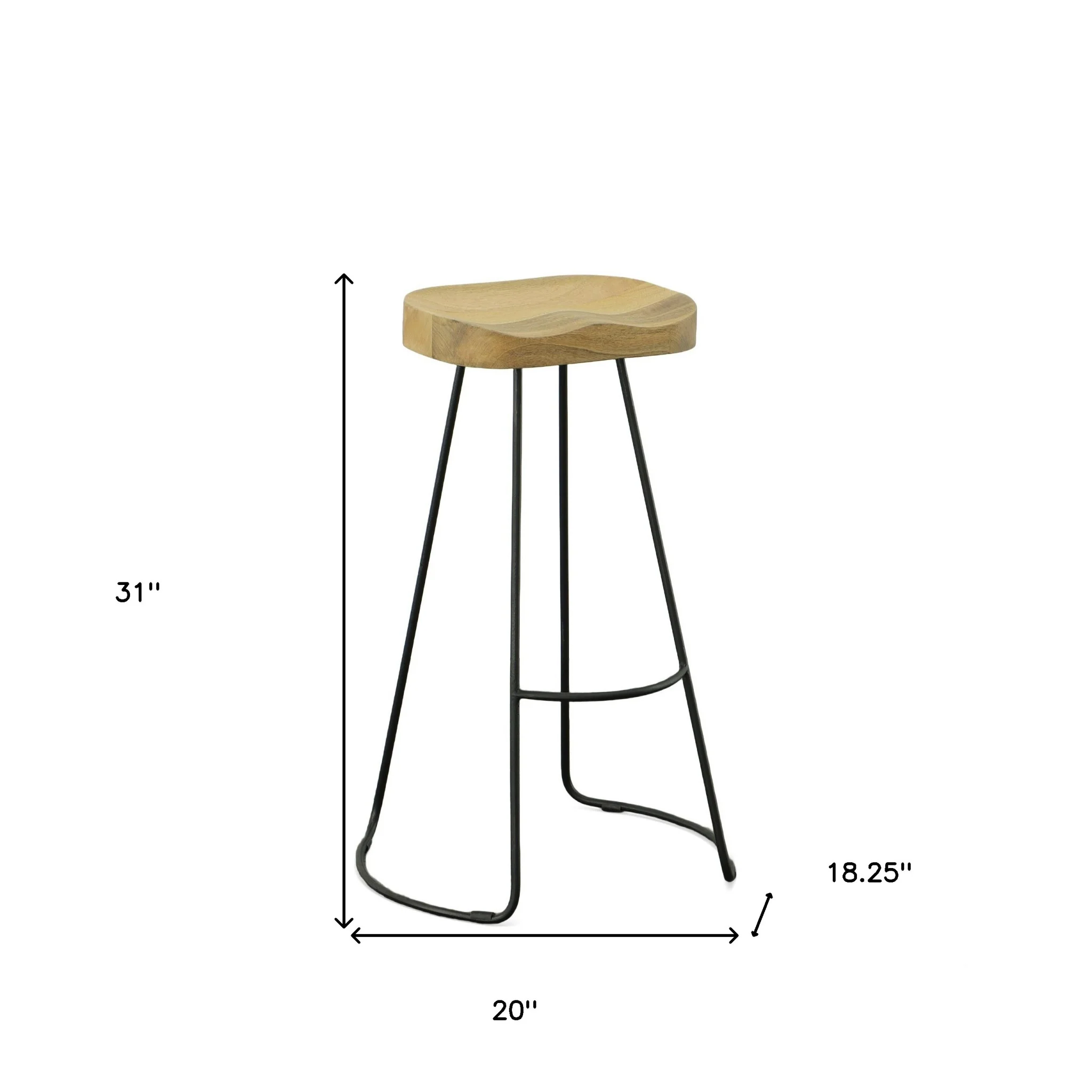Set Of Two 31" Natural And Black Steel Backless Bar Height Bar Chairs With Footrest By Homeroots - Image 7