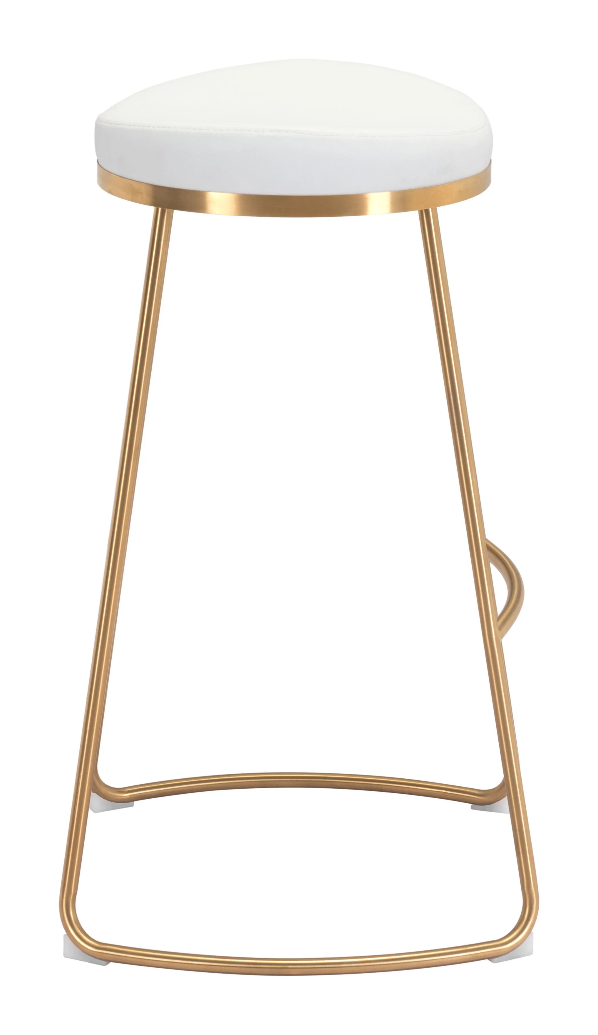 Set Of Two 31" White And Gold Steel Backless Bar Height Chairs With Footrest By Homeroots - Image 2