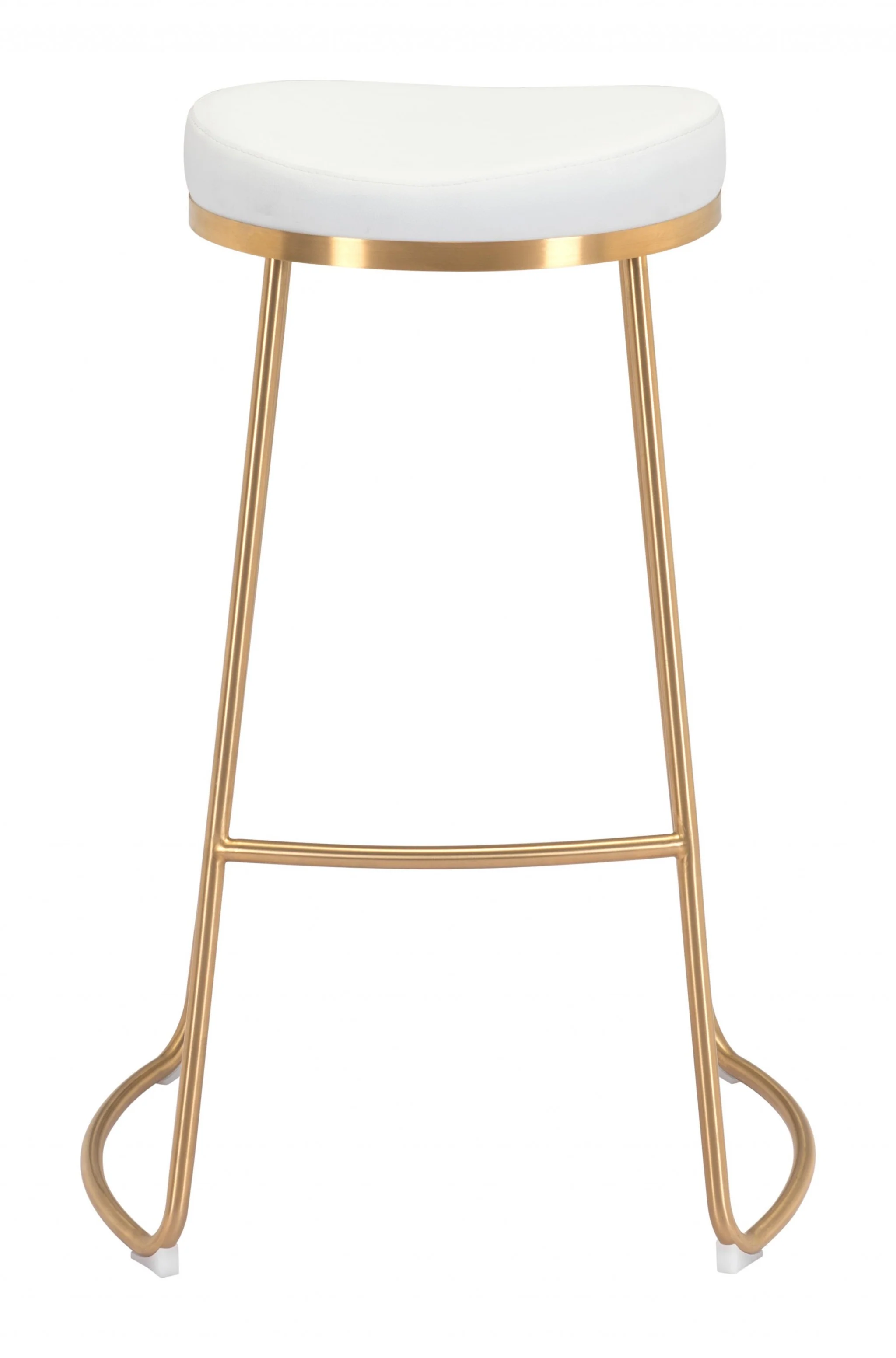 Set Of Two 31" White And Gold Steel Backless Bar Height Chairs With Footrest By Homeroots - Image 3