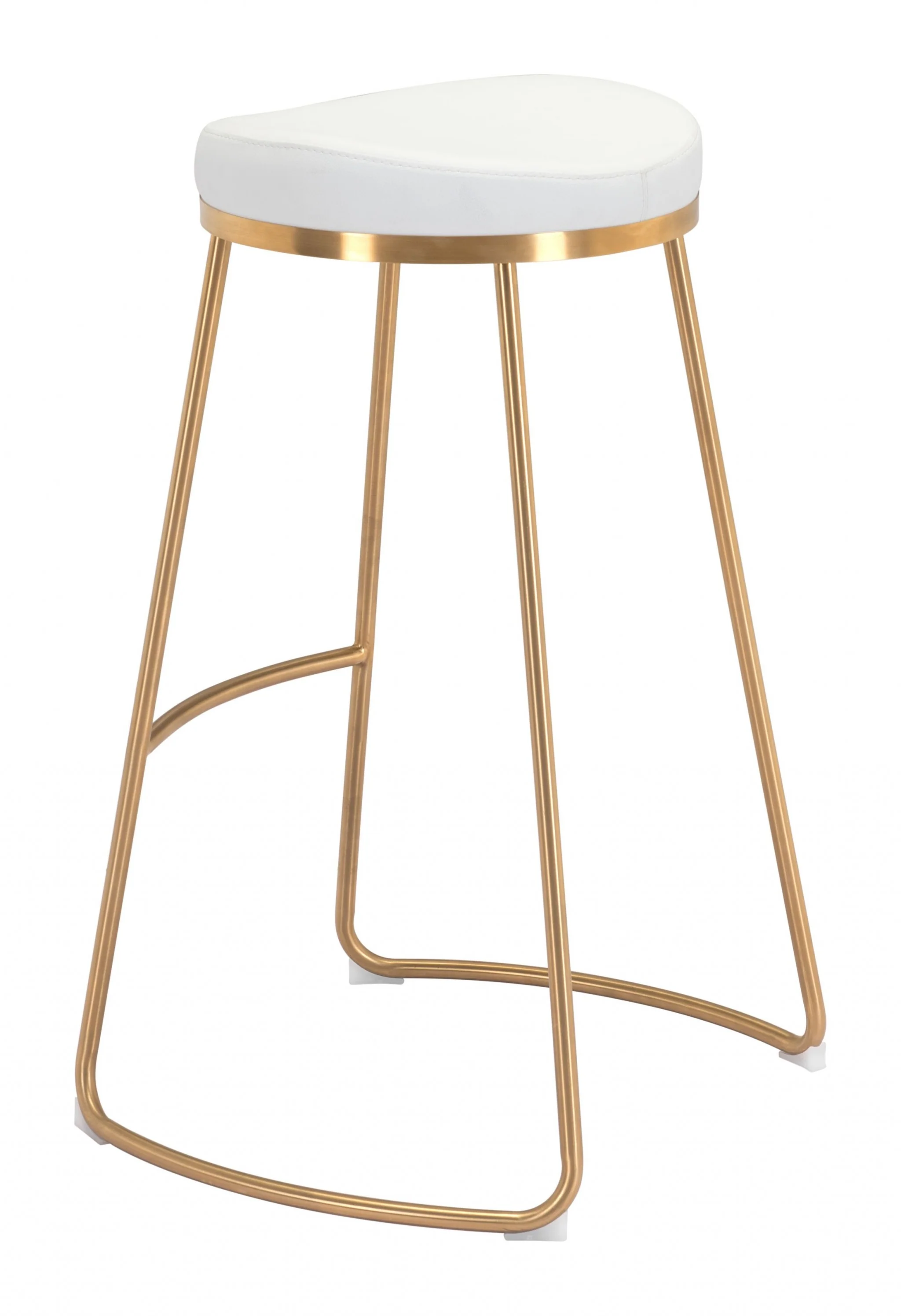 Set Of Two 31" White And Gold Steel Backless Bar Height Chairs With Footrest By Homeroots - Image 4