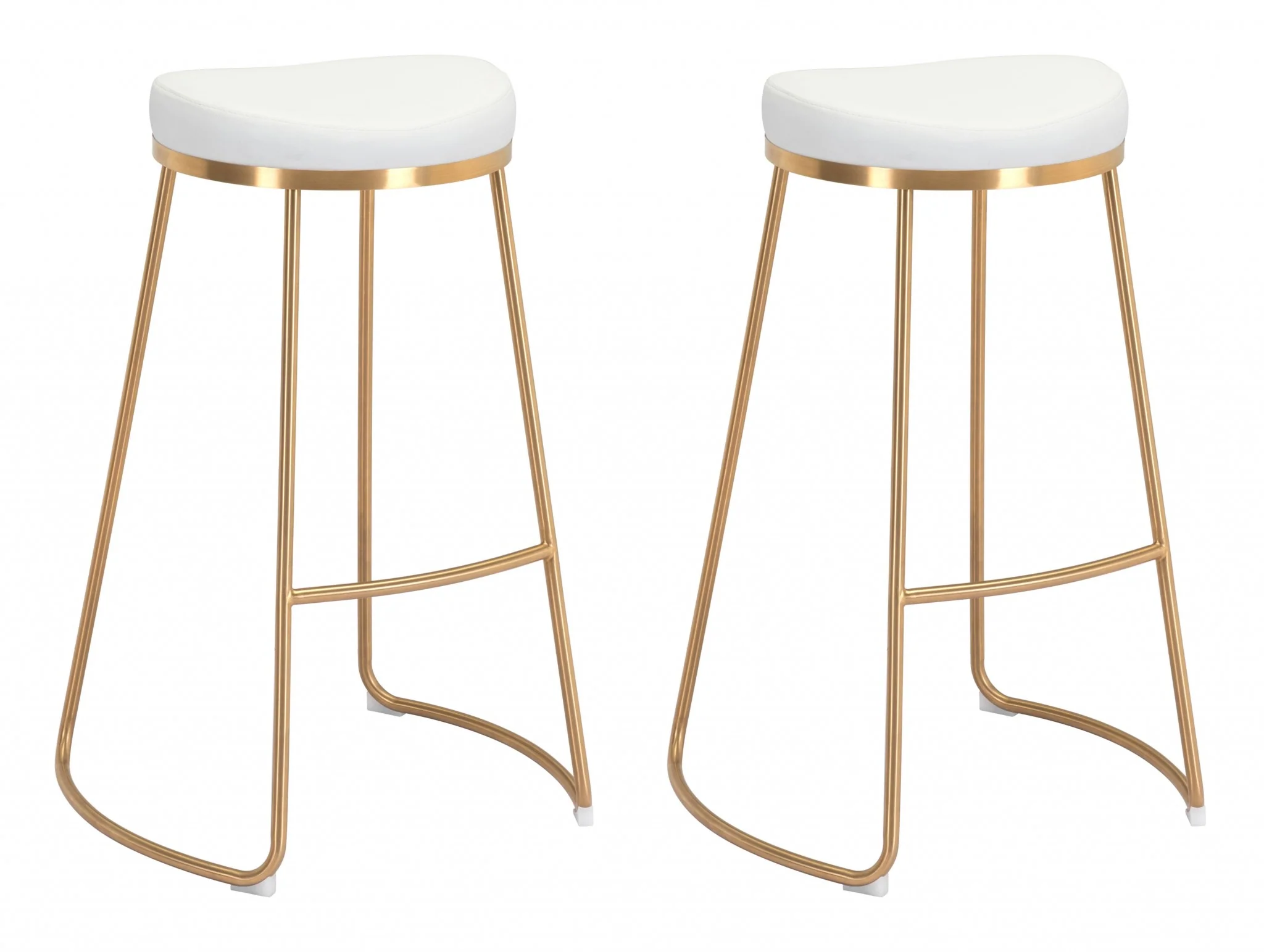 Set Of Two 31" White And Gold Steel Backless Bar Height Chairs With Footrest By Homeroots - Image 5