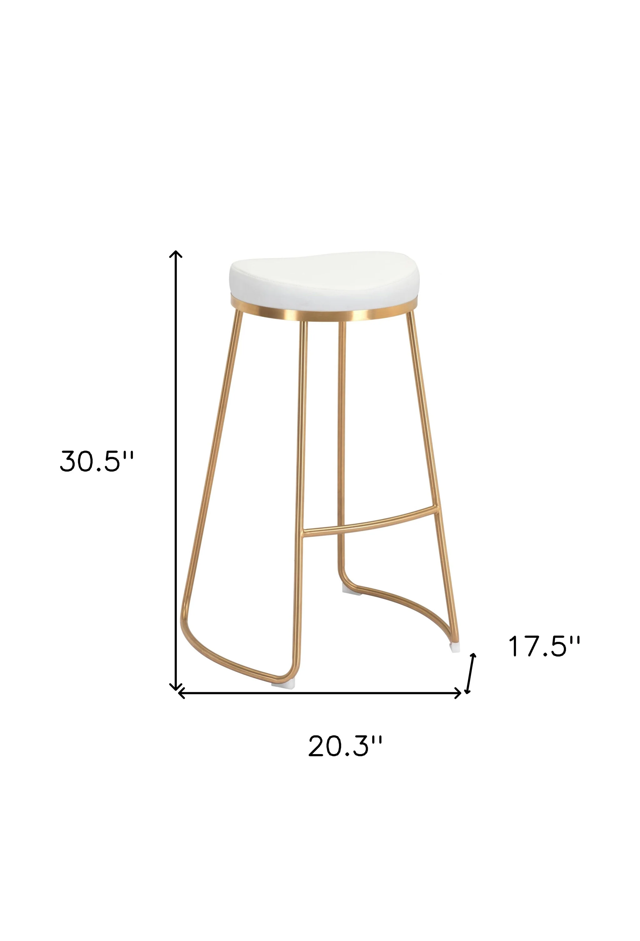 Set Of Two 31" White And Gold Steel Backless Bar Height Chairs With Footrest By Homeroots - Image 9