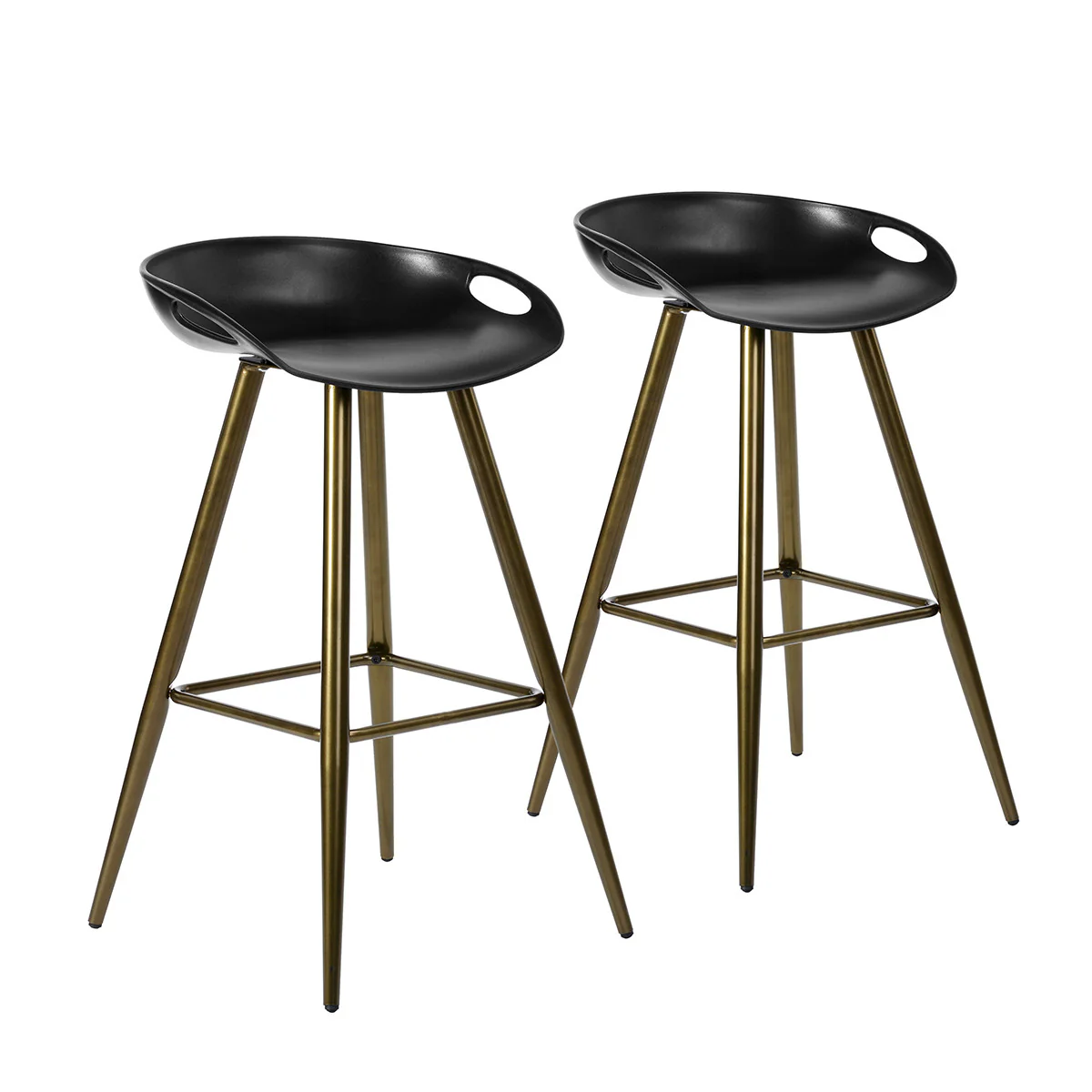 Set Of Two 32" Black And Bronze Steel Low Back Bar Height Bar Chairs With Footrest By Homeroots - Image 2