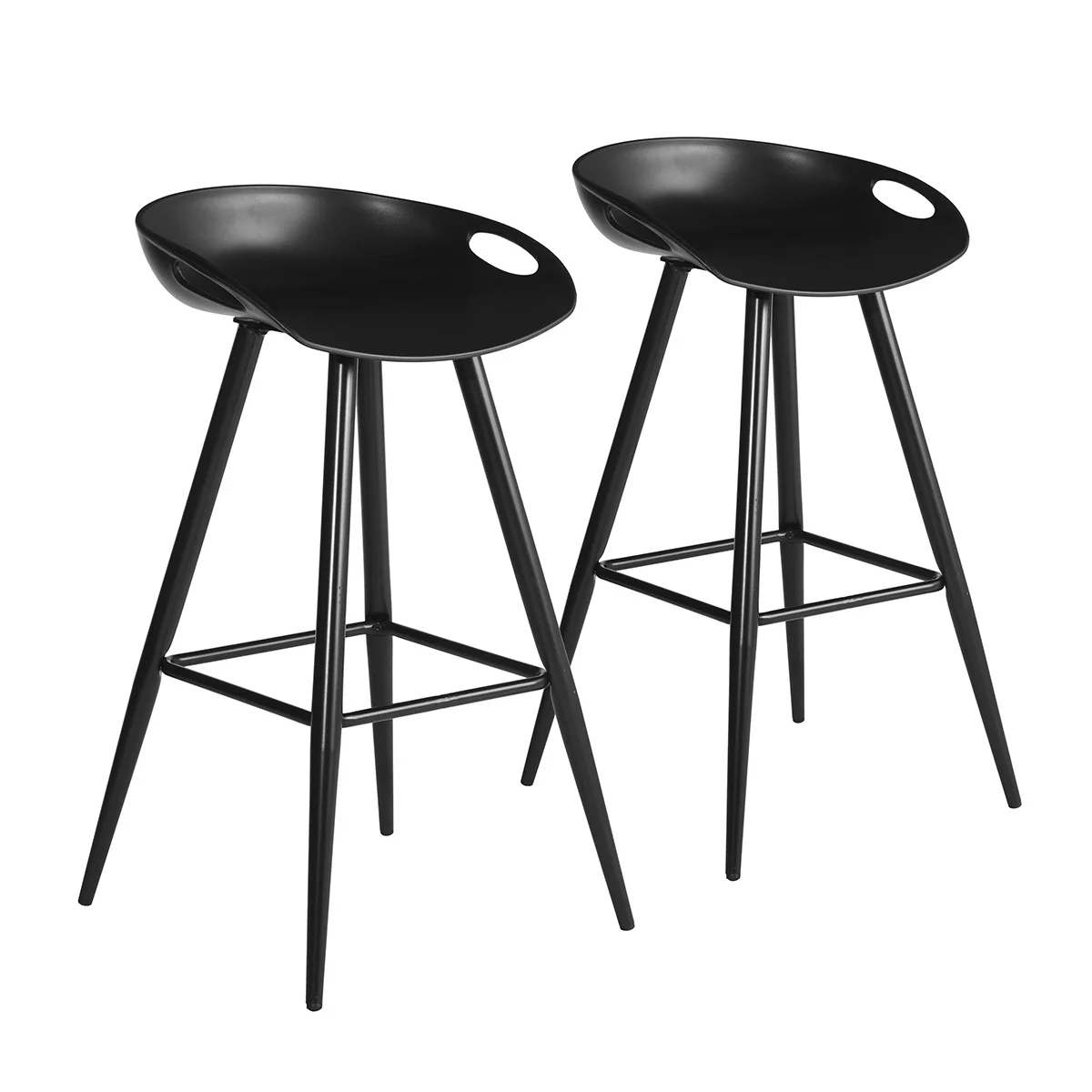 Set Of Two 32" Black Low Back Bar Height Bar Chairs With Footrest By Homeroots - Image 2