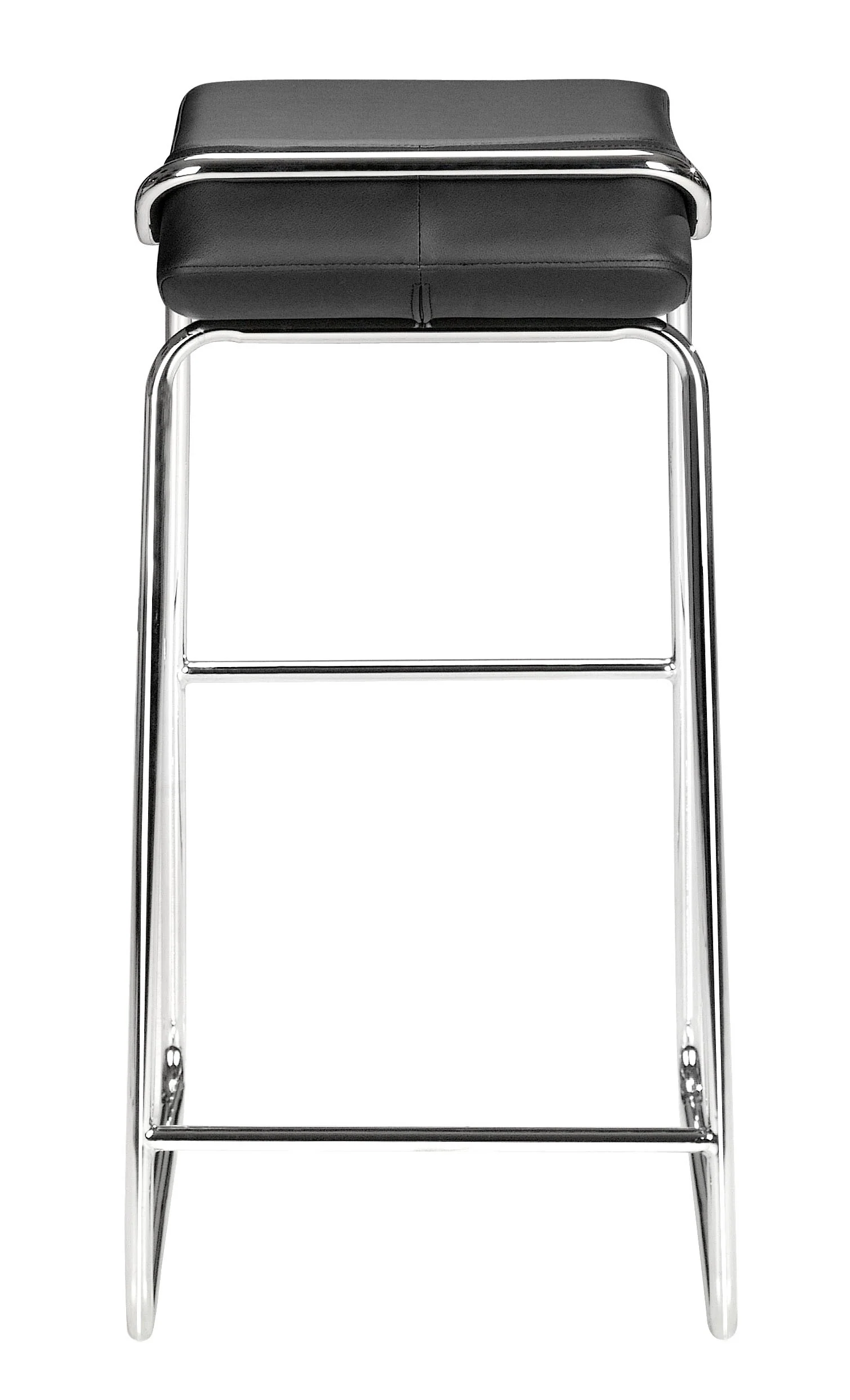 Set Of Two 33" Black Faux Leather And Chrome Backless Bar Height Chairs By Homeroots - Image 4