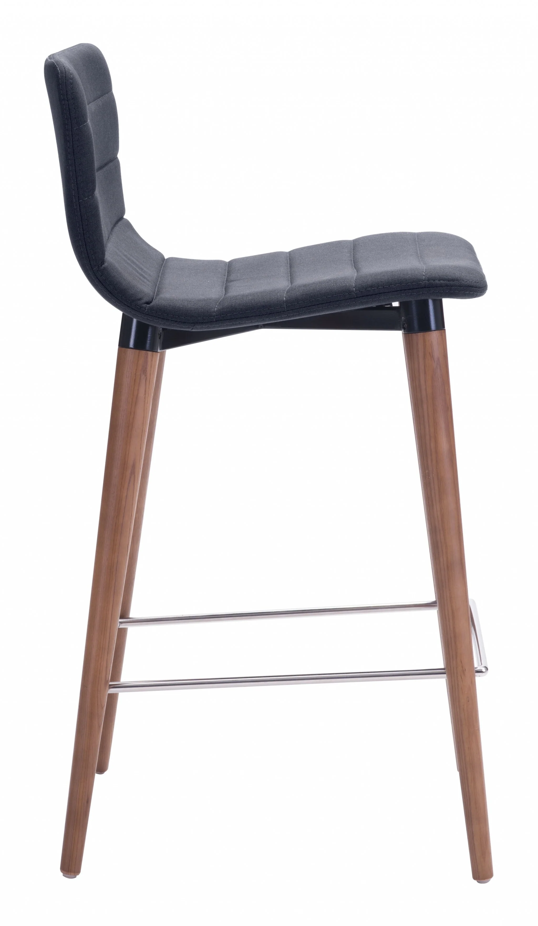 Set Of Two 34" Gray And Brown Solid Wood Low Back Counter Height Bar Chairs With Footrest By Homeroots - Image 2