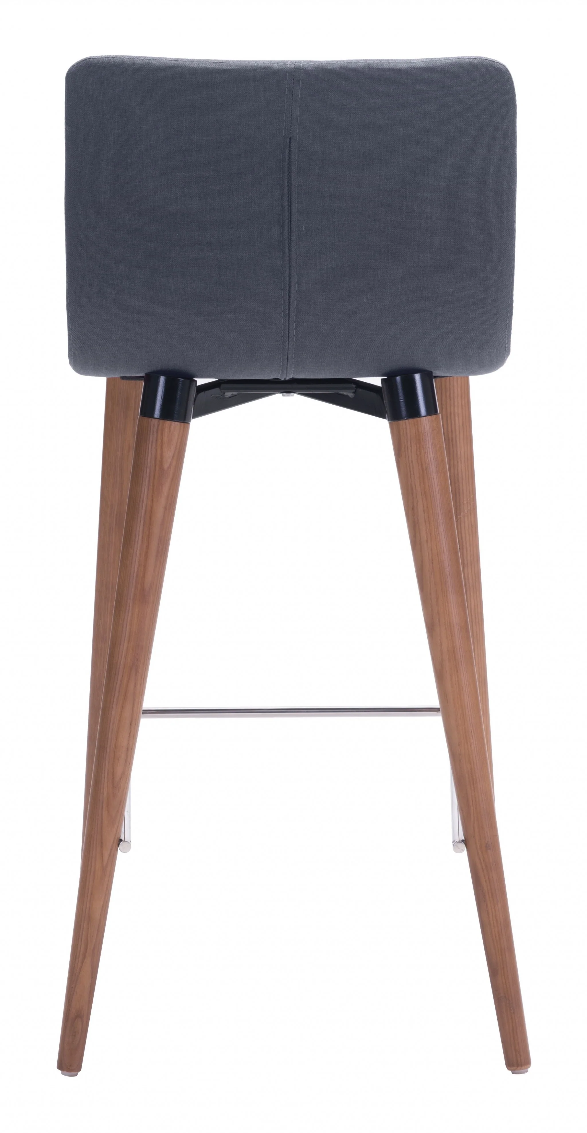 Set Of Two 34" Gray And Brown Solid Wood Low Back Counter Height Bar Chairs With Footrest By Homeroots - Image 4