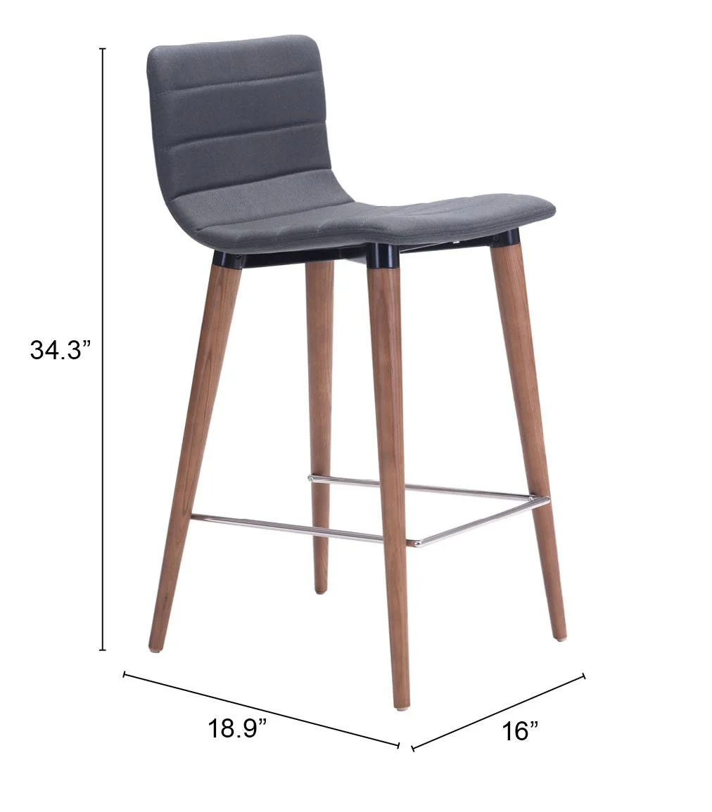 Set Of Two 34" Gray And Brown Solid Wood Low Back Counter Height Bar Chairs With Footrest By Homeroots - Image 7